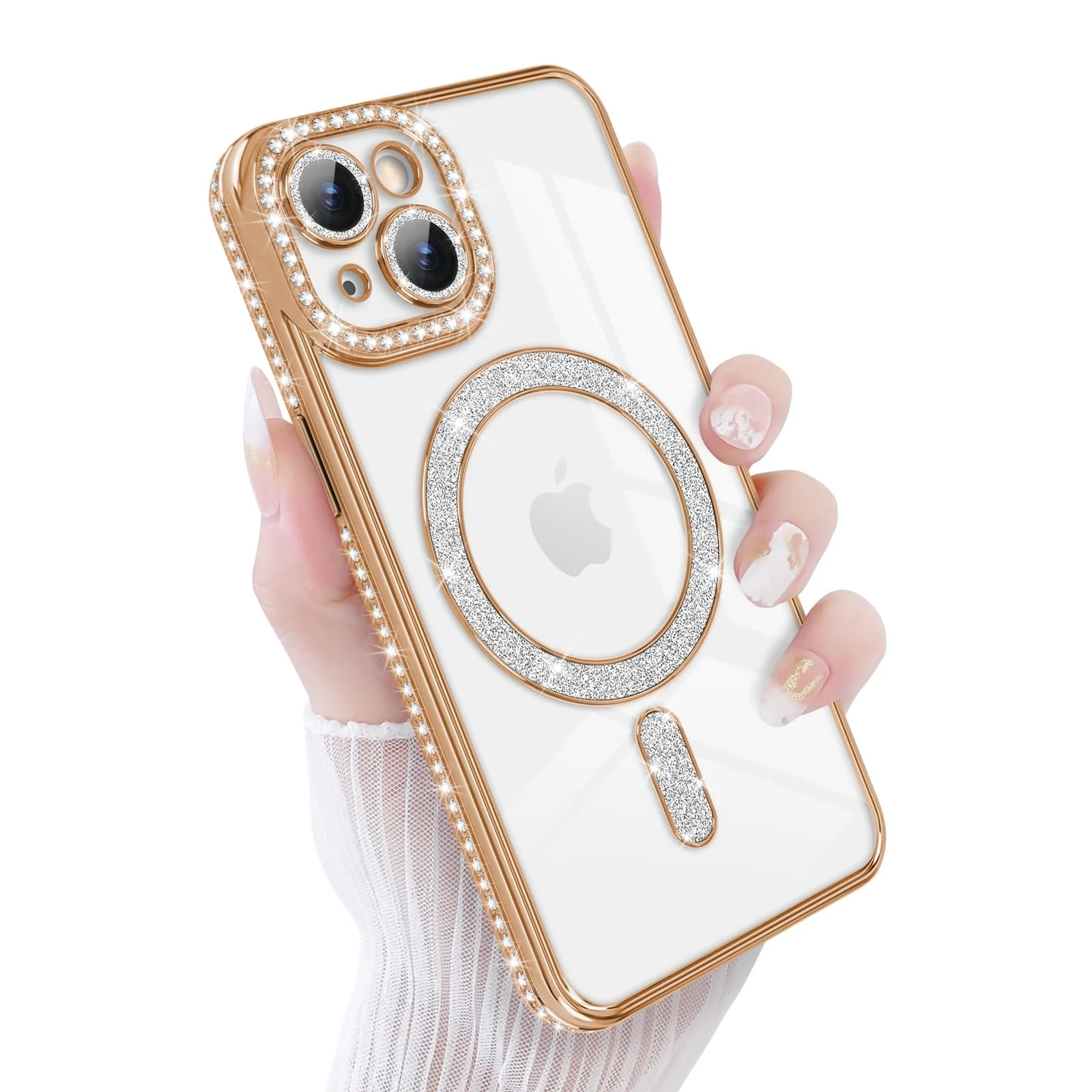 DL3 Mobilak MagSafe-Compatible Magnetic Case for iPhone 15 with Camera Protection and Magnetic Car-Mount Support - Gold