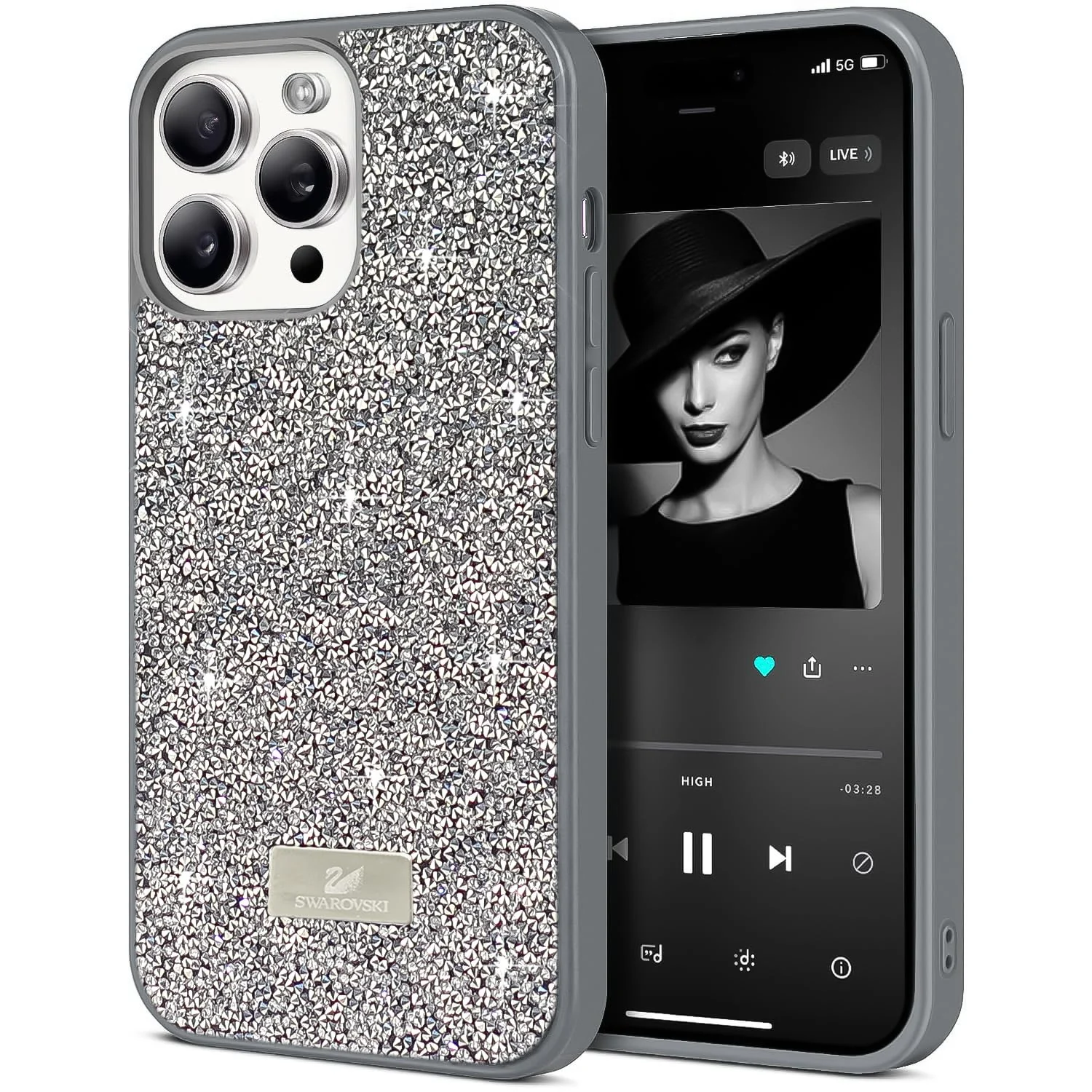 DL3 Mobilak Glitter Protective Case for iPhone 12 Pro Max, Supports wireless charging, Shock-absorbing protection, Scratch-resistant surface