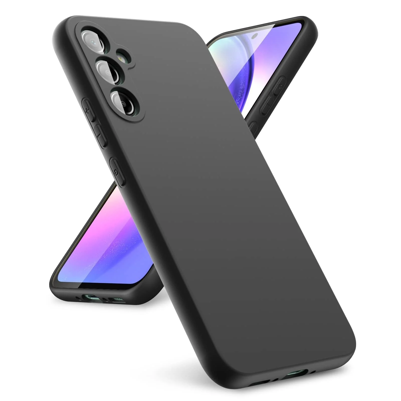 Dl3 Mobilak Samsung Galaxy A55 Case, Soft Flexible Liquid Silicone Gel Rubber Bumper Cover, Full Body Shockproof Protective Phone Case (Black)