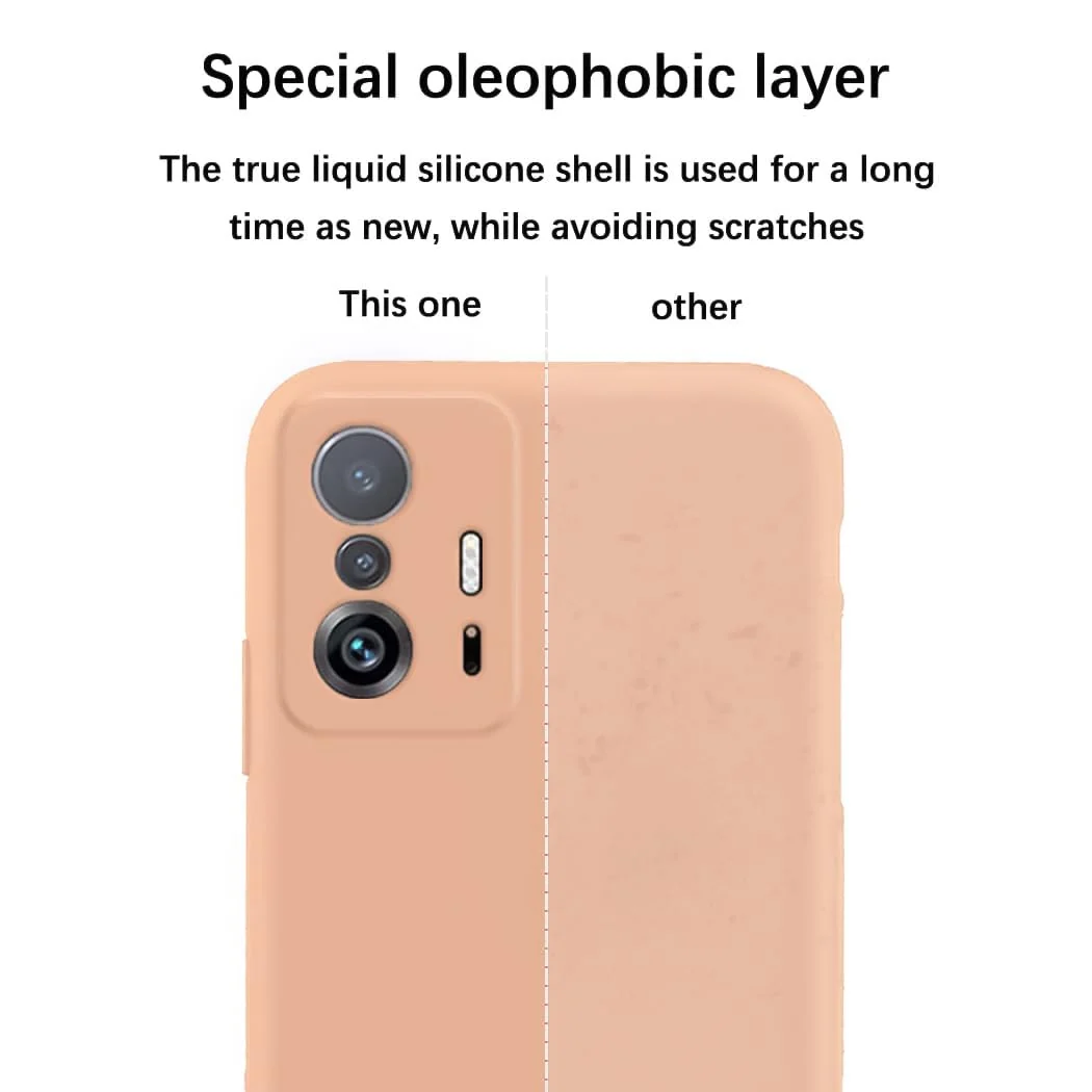 DL3 Mobilak Soft Silicone Protective Case for Xiaomi 11T / Xiaomi 11 T Pro with Microfiber Lining and Shockproof Design - Light Orange
