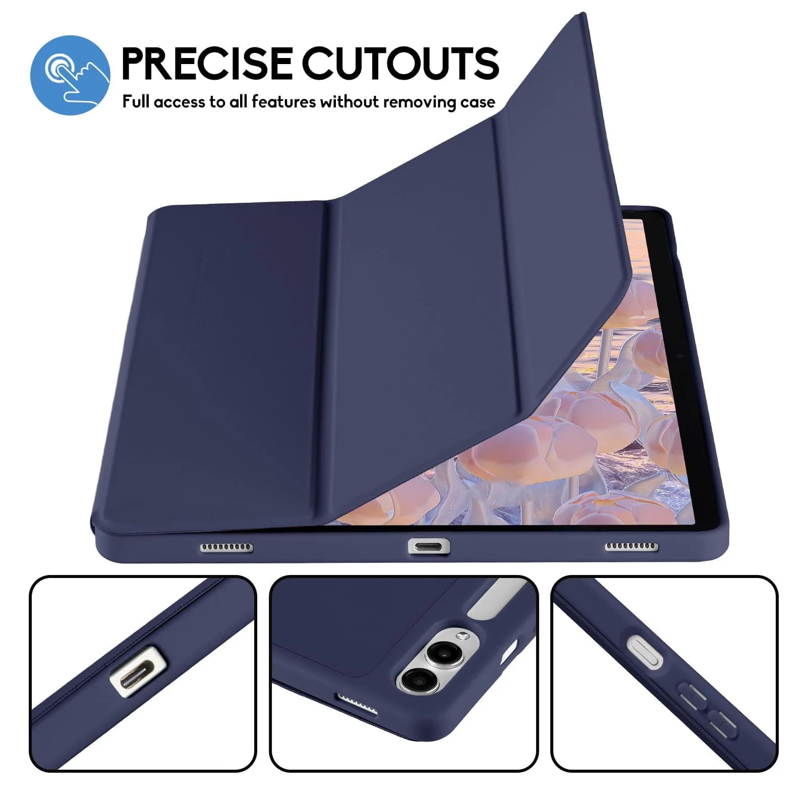 DL3 Mobilak Case for Samsung Galaxy Tab S9+ Plus/Galaxy Tab S9 FE+ Plus 12.4 Inch 2023 with S Pen Holder, Soft TPU Tri-Fold Stand Protective Tablet Cover, Auto Wake/Sleep - Blue