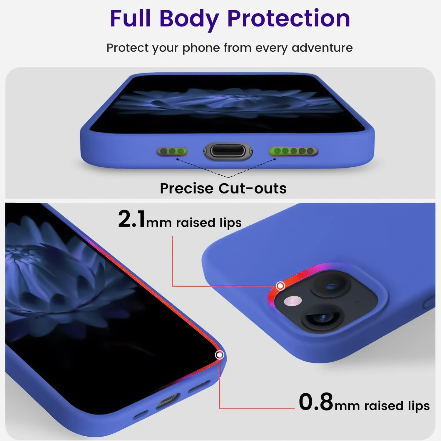 DL3 Mobilak Liquid Silicone Protective Case for iPhone 13 / iPhone 14 with Camera Protection and Microfiber Lining - Light Blue 2