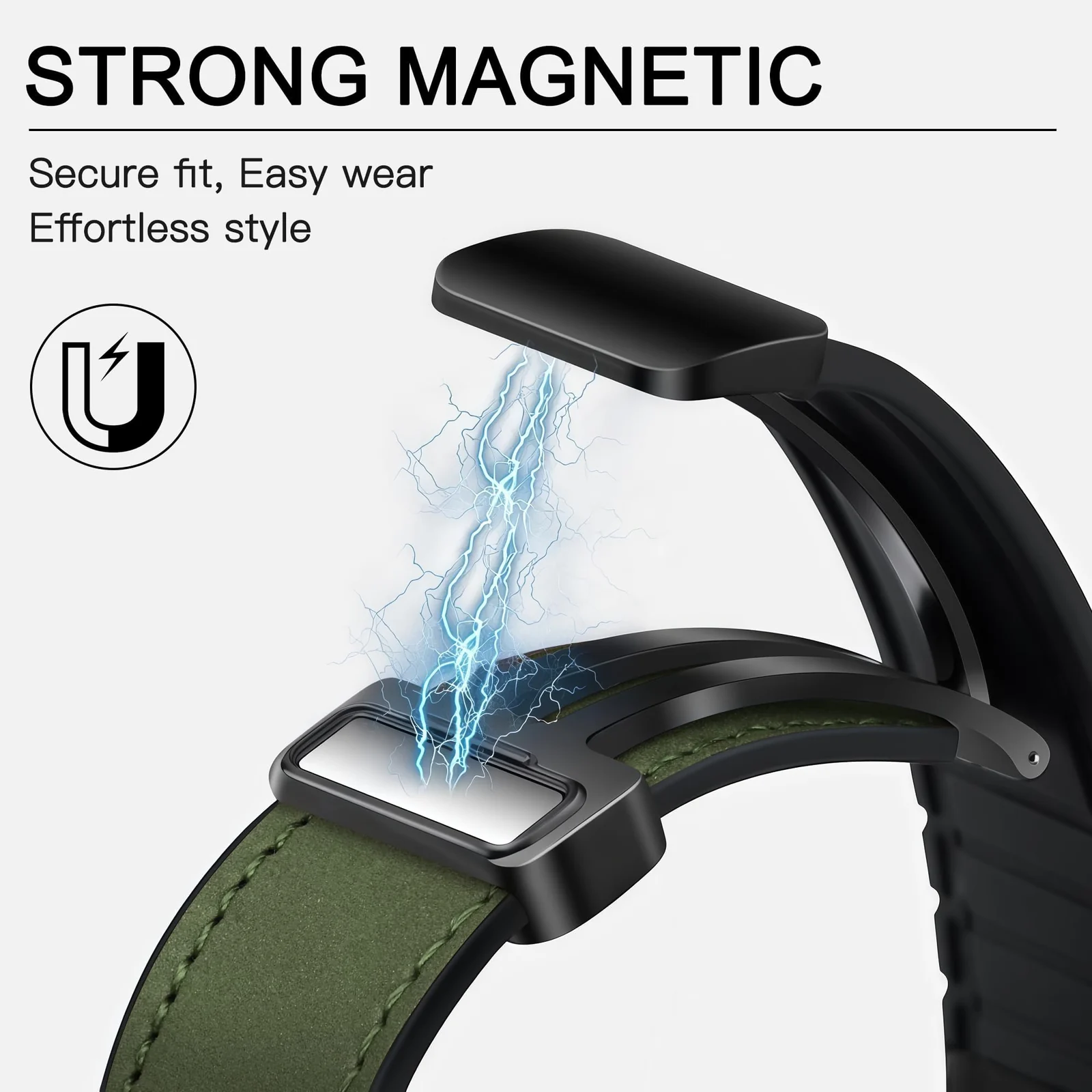 DL3 Mobilak Compatible with Huawei Watch Fit 5 / Fit 5 Pro / Fit4 / 4 Pro/Fit 3 Strap for Women Men, Soft Flexible Leather Silicone Hybrid Sport Wristband Magnetic Buckle Bracelet Replacement Strap - Green