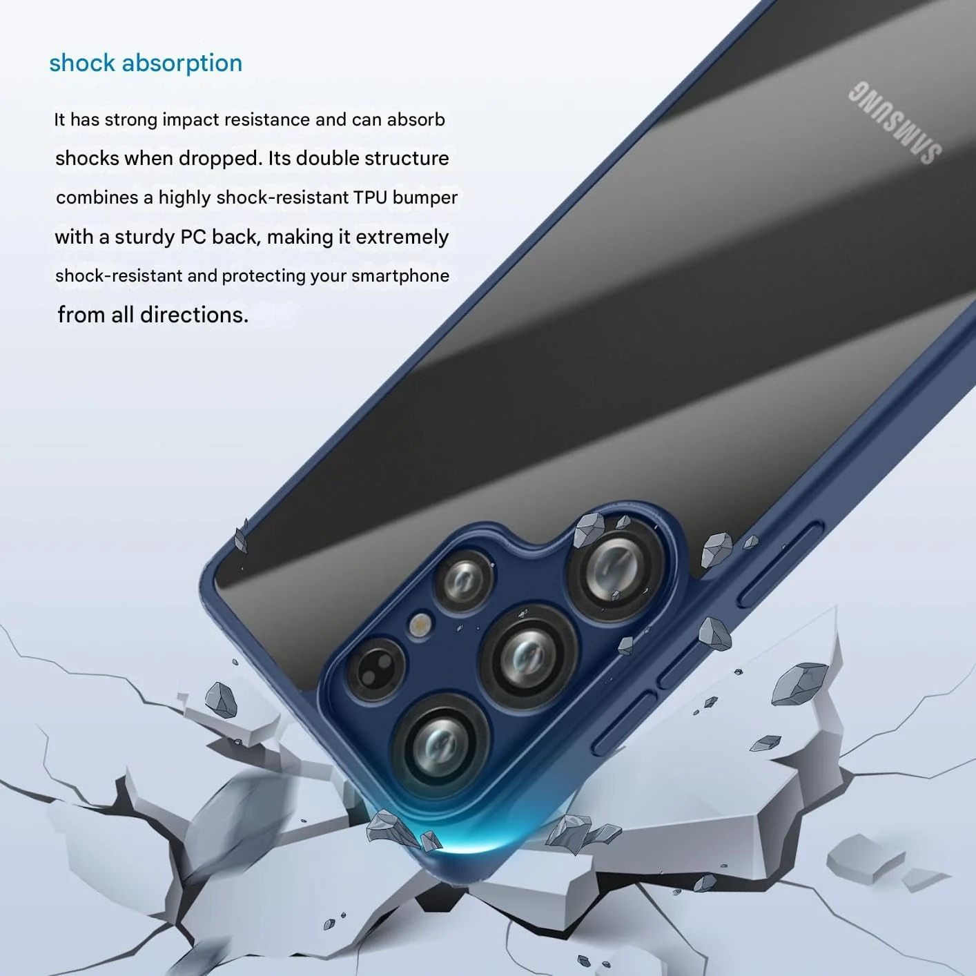 DL3 Mobilak Clear PC and TPU Protective Case for Samsung Galaxy S25 Ultra 5G with Camera Protection and Military-Grade Protection - Blue