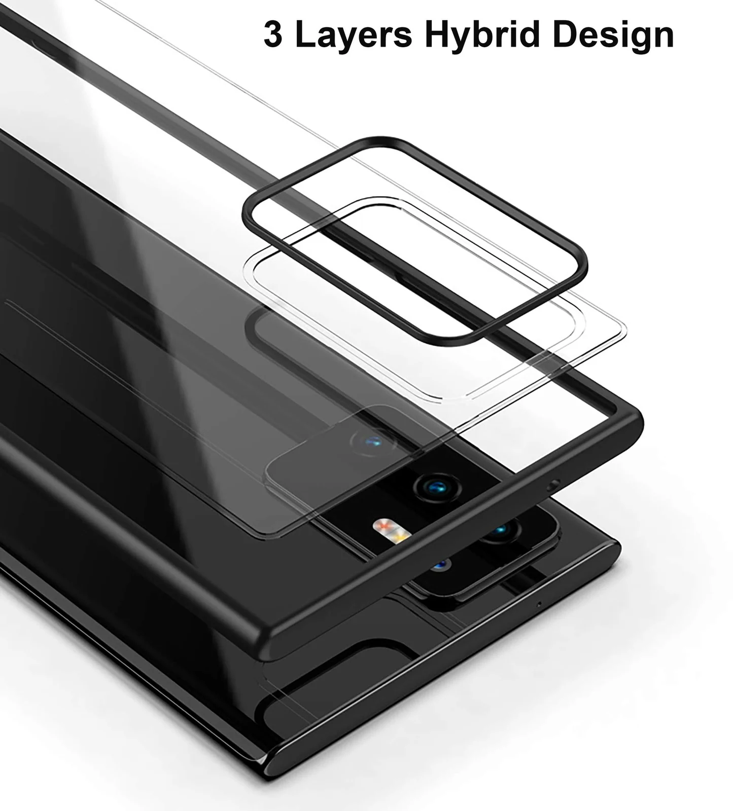 DL3 Mobilak Clear PC and TPU Protective Case for Samsung Galaxy Note 20 Ultra with Shockproof Design and Anti-Yellowing Design - Black