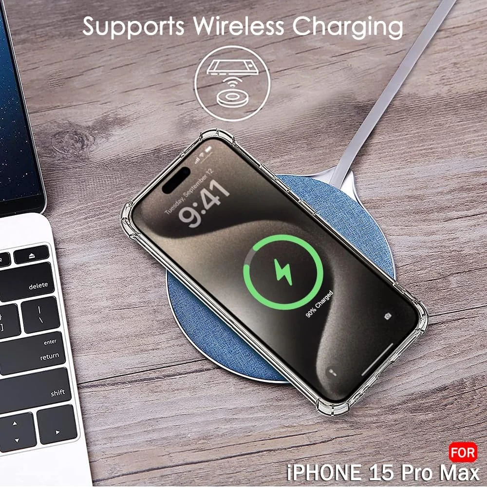 DL3 Mobilak Case Compatible with iPhone 15 pro max, Cover Silicone Transparent TPU Gorilla Anti-shock Shockproof Corners - Clear