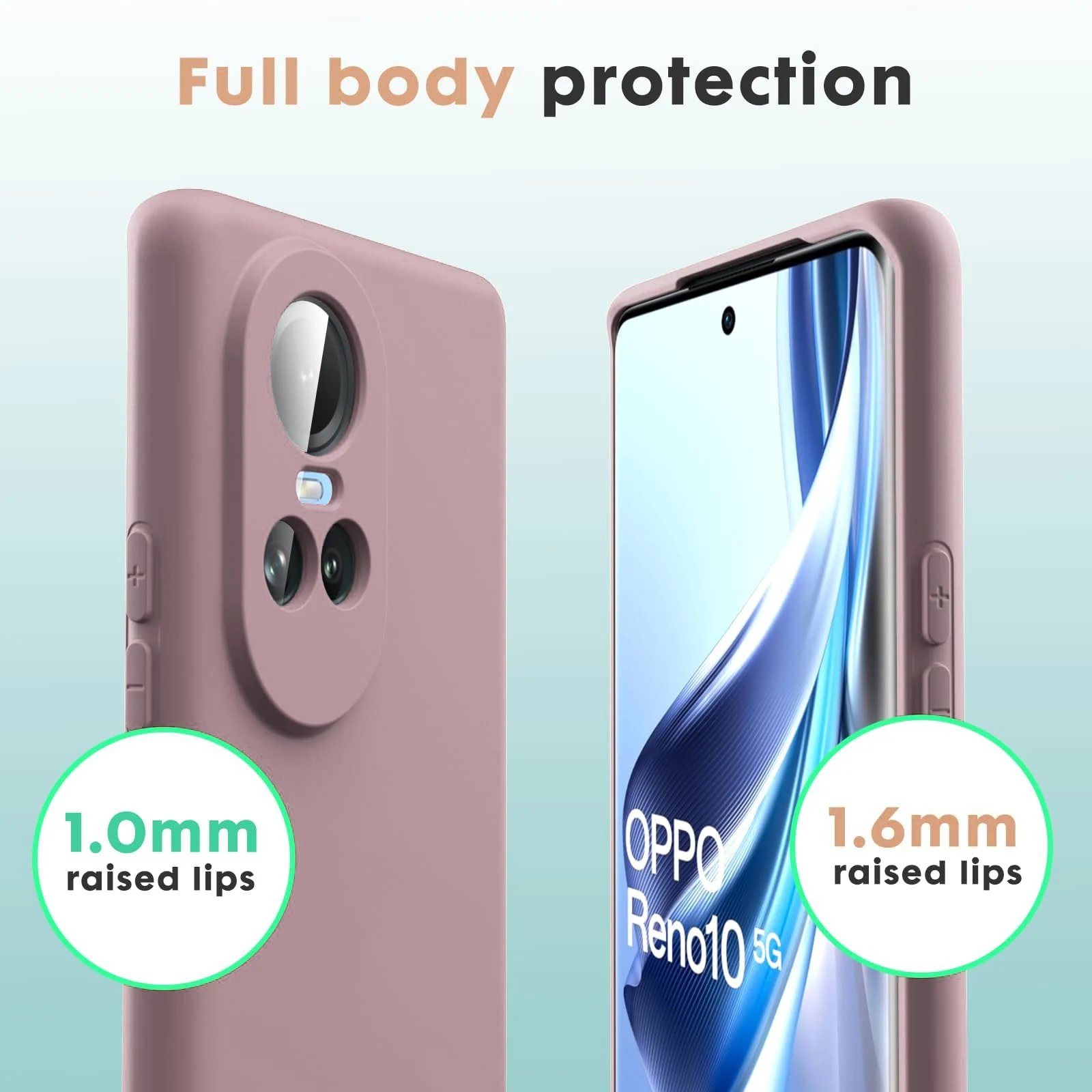 DL3 Mobilak Liquid Silicone Protective Case with Soft Microfiber Lining with Full Camera Protection for OPPO Reno 10 5G / OPPO Reno 10 Pro 5G - Cashmere