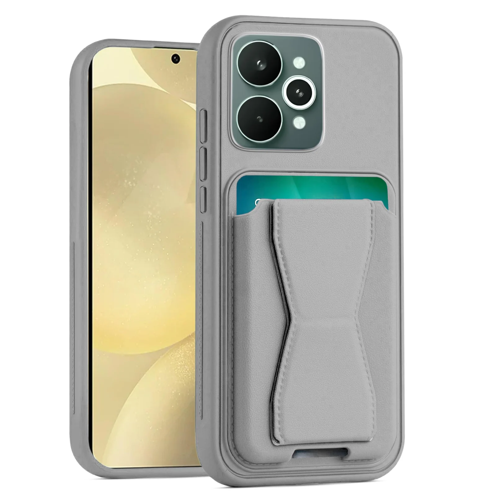 Dl3 Mobilak Leather Wallet Case Compatible with Realme 15 5G/Realme 15 Pro 5G, Leather Back Cover With TPU Frame, Shockproof Protective Phone Case with Card Holder Stand (Titanium)