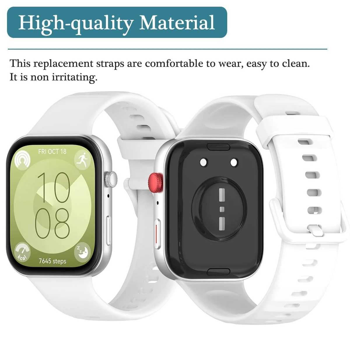 DL3 Mobilak Silicone Bracelet for Huawei Watch Fit 3/Watch Fit 4 Pro/Fit 4 Strap, Soft Silicone Sport Replacement Strap for Women/Men, Adjustable Waterproof Sports Band - White