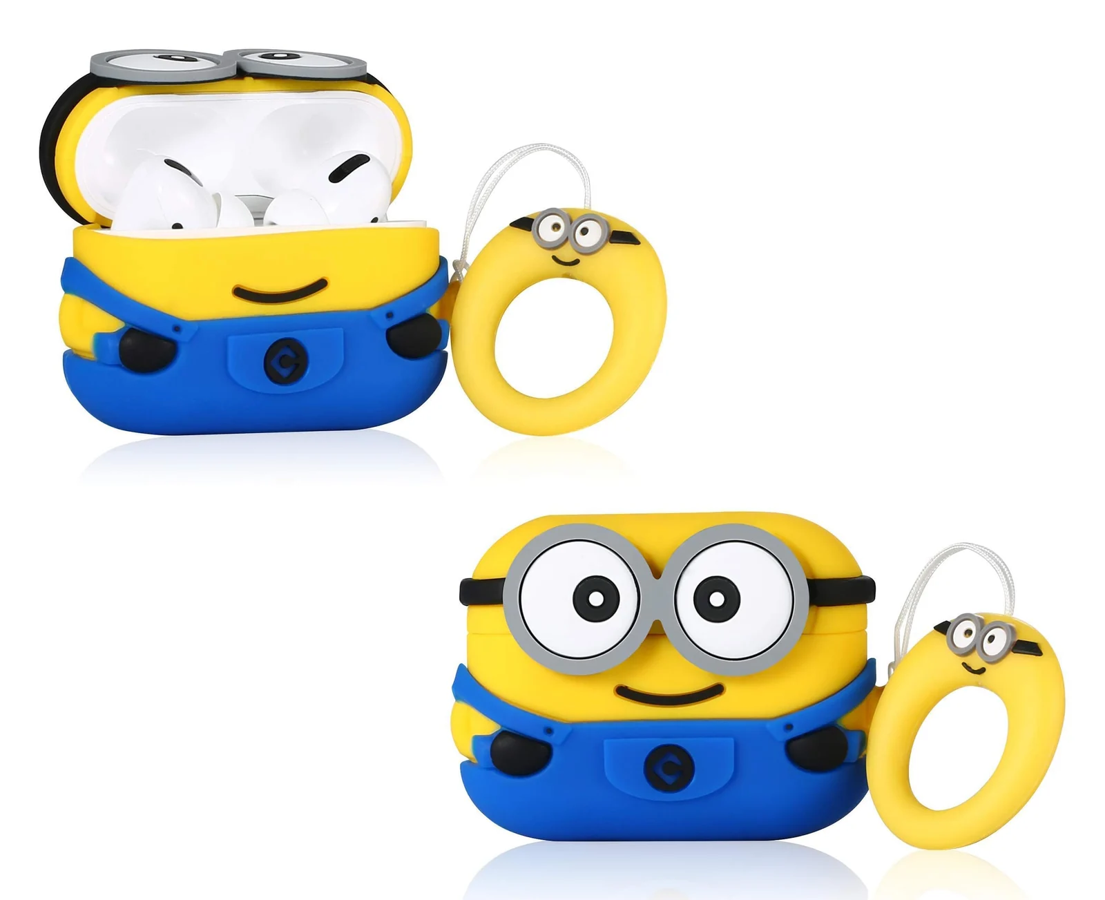 DL3 Mobilak For AirPods Pro Case Soft Silicone Shockproof Cover for Apple AirPods Pro, New 3D Cute Cartoon Creative Fun Case Skin with Keychain Design for AirPods Pro Case 2019 (Minions Yellow)