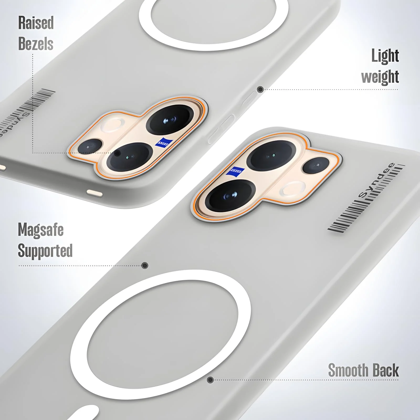 DL3 Mobilak Case Back Cover for Vivo V60 5G, Sleek Frosted Translucent Back Only Compatible with Wireless Magnetic Accessories | Anti-Scratch Shockproof Phone Case - Clear