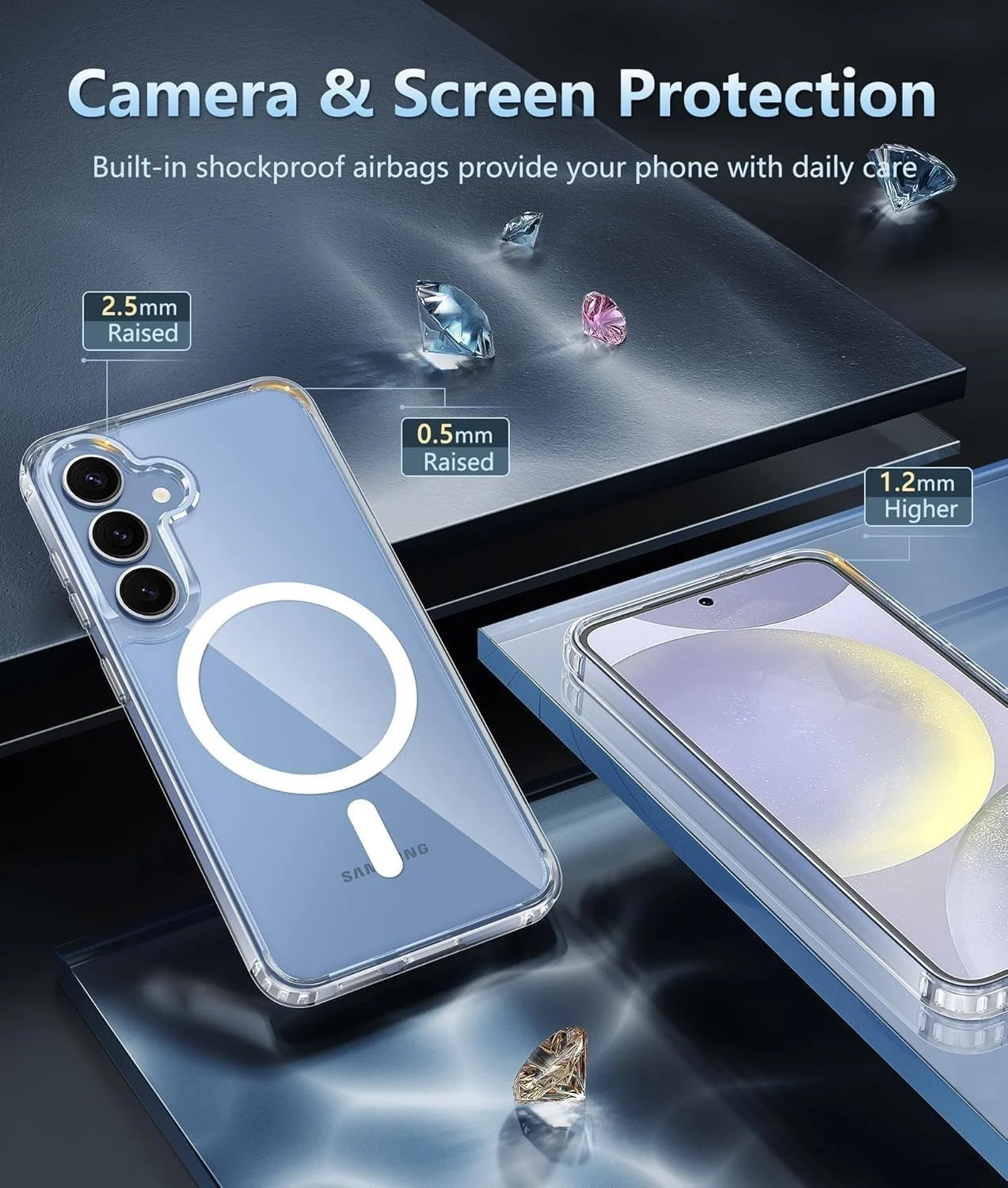 DL3 Mobilak for Samsung Galaxy S25 5G/Samsung S24 Case [Compatible with MagSafe] Slim Magnetic Bumper Case - Clear