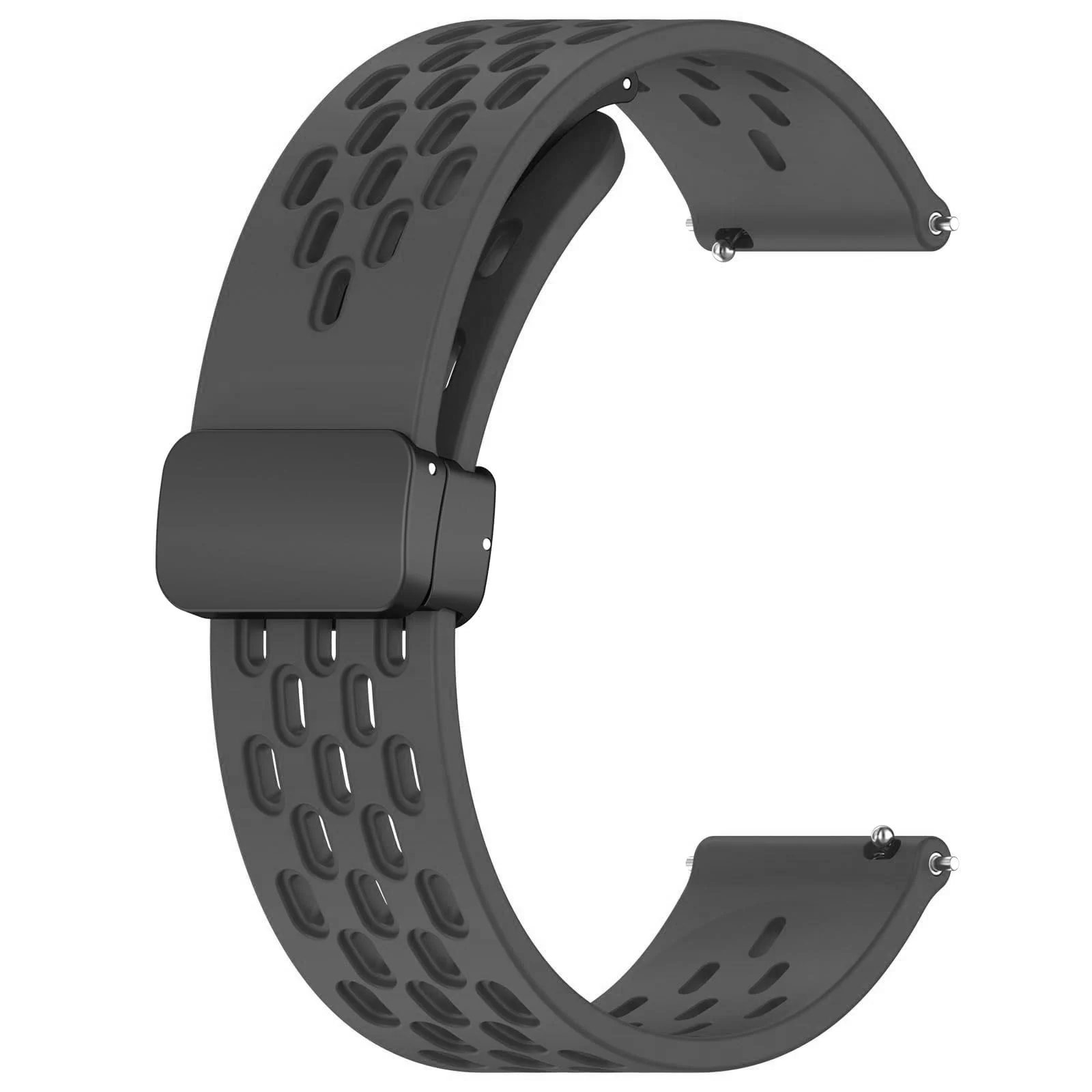 DL3 Mobilak Silicone Band Magnetic Clasp 22MM Strap For Samsung galaxy watch3 45mm /galaxy 46mm/Gear S3/Huawei watch GT3 46MM/GT2E/GT2 Pro/GT GT2 46MM/Magic Watch2 46mm/Amazfit GTR 3/4 - Dark Grey