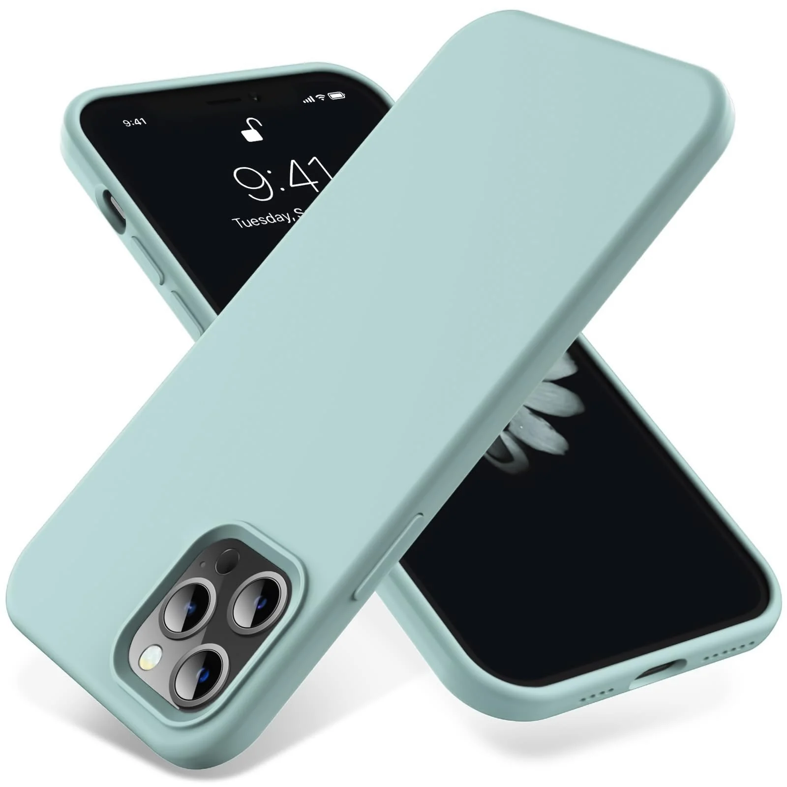 DL3 Mobilak Compatible with iPhone 14 Pro Max (6.7 Inch) Case, Liquid Silicone Case, Full Body Protective Cover, Shockproof, Slim Phone Case, Anti-Scratch Soft Microfiber Lining - A. Mint Green