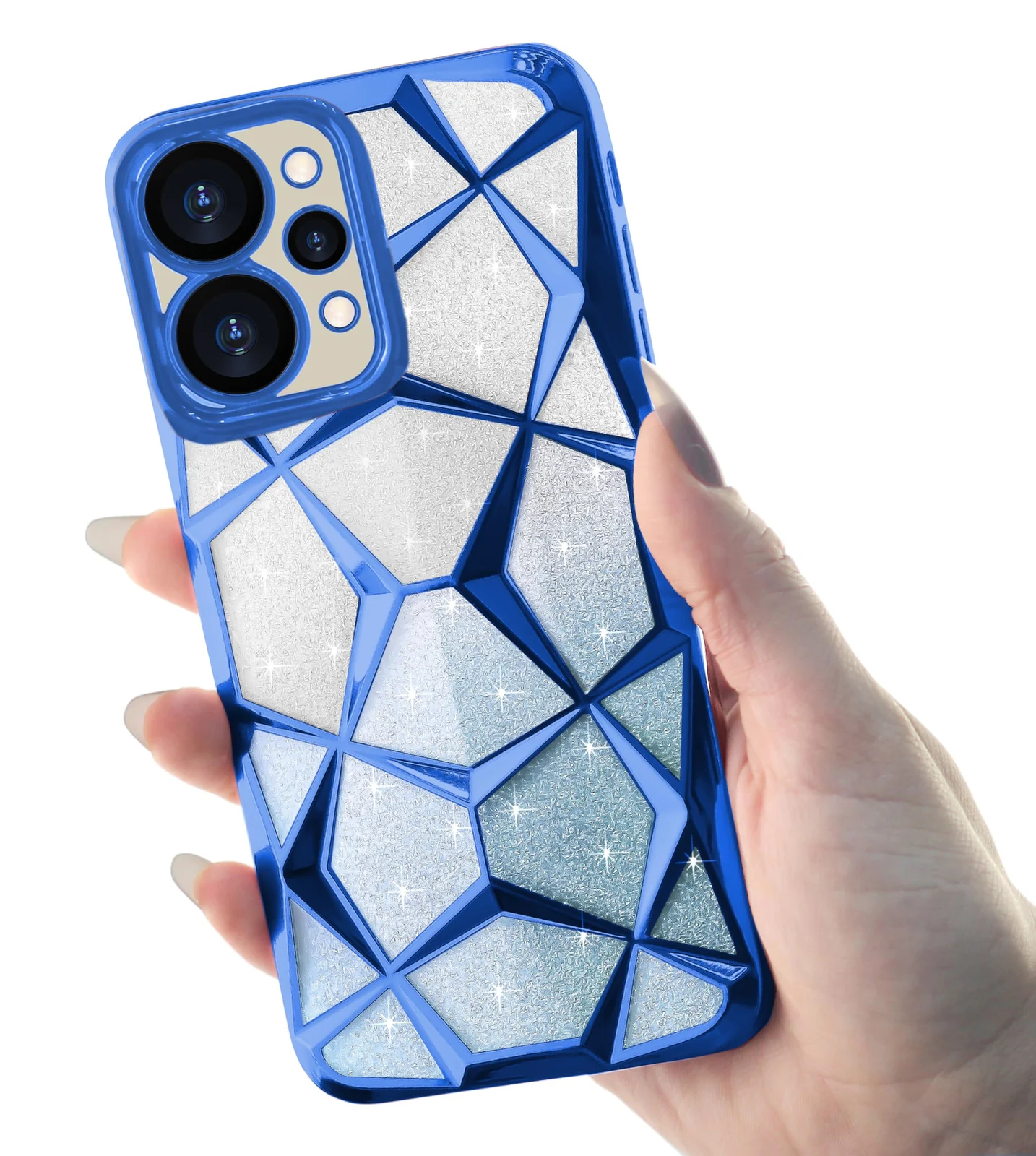 DL3 Mobilak Compatible with realme 15 5G/realme 15 Pro 5G Case Plating Bling Gradient Glitter Clear Cover Soft TPU Silicone Cute Camera Protection Shockproof Back for Women Girls Case - Blue