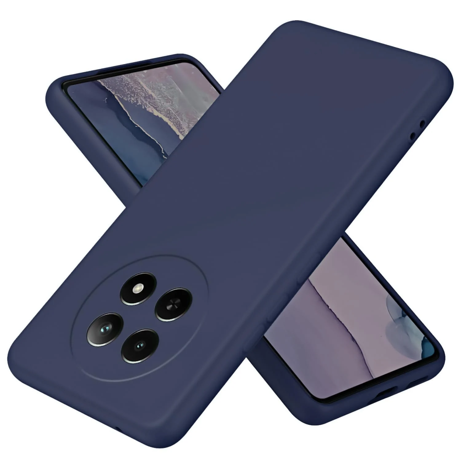 DL3 Mobilak realme 13 5G/realme 12 5G/realme 12X 5G Case, Soft Flexible Liquid Silicone Gel Rubber Bumper Cover, Full Body Shockproof Protective Phone Case - Dark Blue