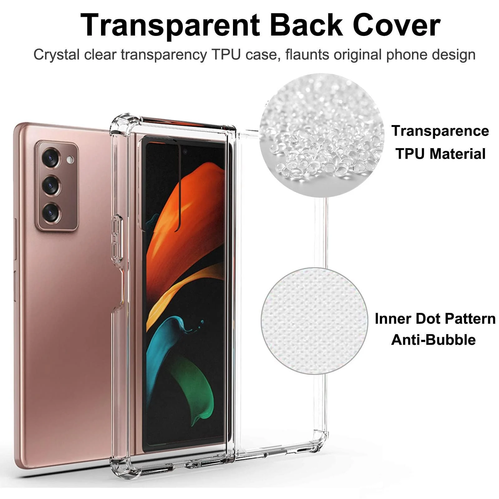 DL3 Mobilak Protective Case for Samsung Galaxy Z Fold 2, [Shock-Absorbent] Flexible TPU Mobile Phone Case Shockproof Scratch-Resistant for Samsung Galaxy Z Fold 2 2020 - Transparent