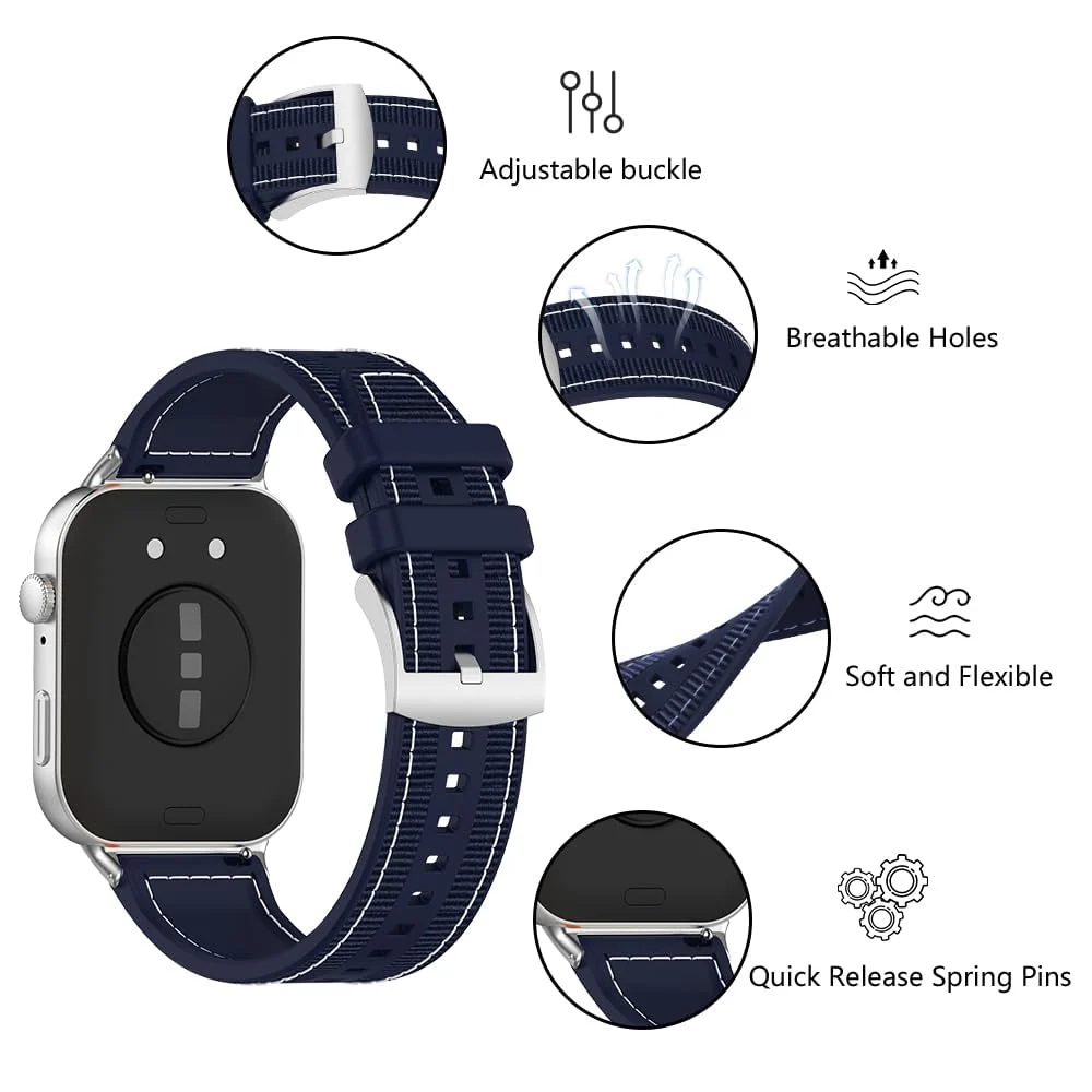 DL3 Mobilak Sport Silicone Nylon Band Designed for Huawei Watch Fit 2 for Men Women, Waterproof Soft Replacement Strap for Huawei Watch Fit2 - Blue