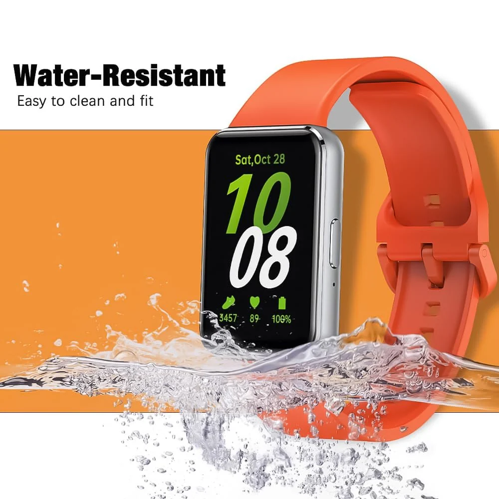 DL3 Mobilak Compatible with Samsung Galaxy Fit 3 Band, Adjustable Length Wristband Bracelet Soft Silicone Accessory Replacement Strap for Samsung Galaxy Fit 3 for Women Men - Orange