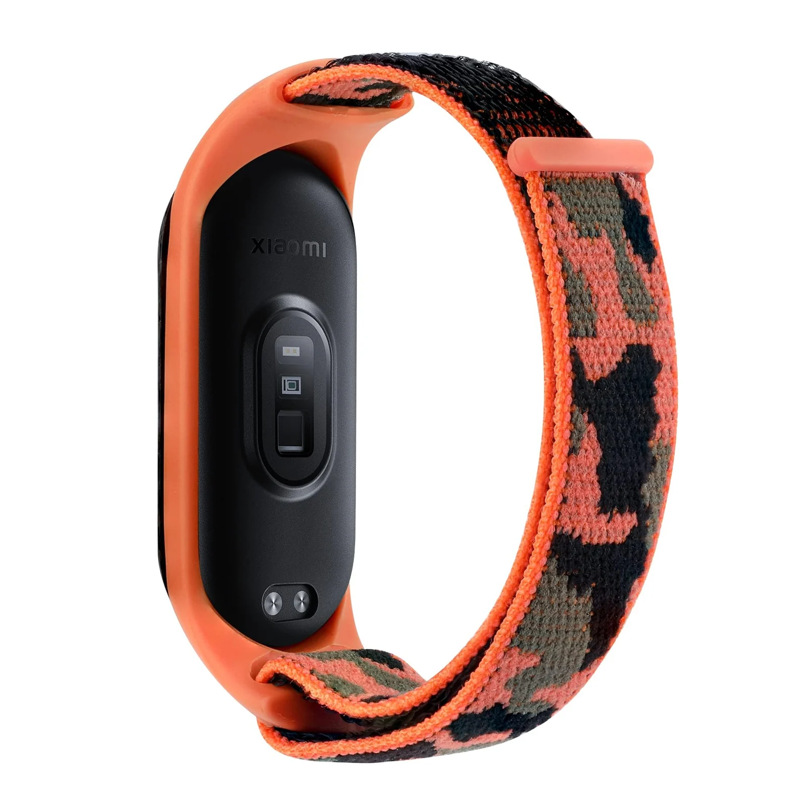 DL3 Mobilak Nylon Band for Xiaomi Mi Band 7/Mi Band 6/Mi Band 5/Mi Band 4/Mi Band 3, Bracelet Nylon Watch Strap Adjustable Sport Replacement Strap for Men Women - Camouflage Orange
