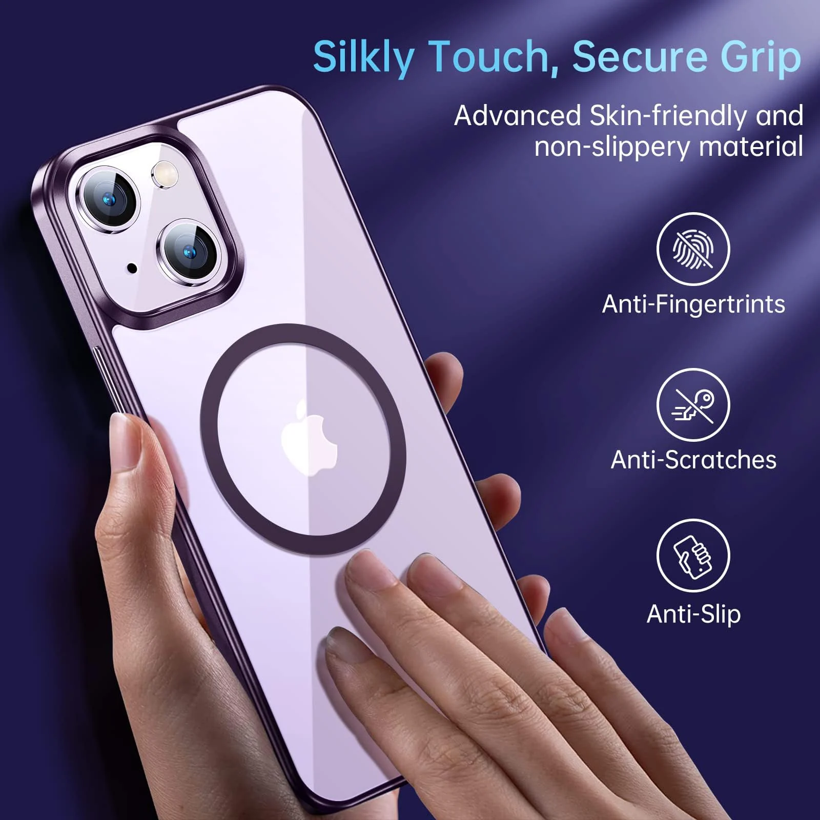 DL3 MOBILAK Case Magnetic Crystal Clear for iPhone 15 (6.1 Inch) Case, [Compatible with MagSafe] Slim Phone Case Thin Cover - Deep Purple