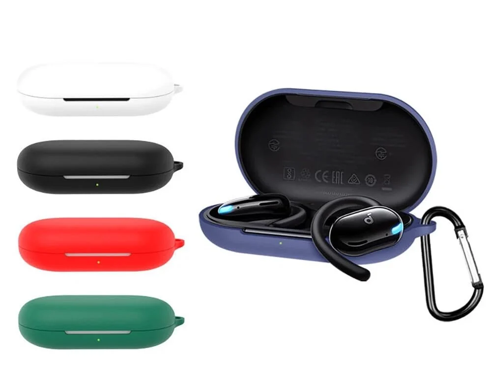 DL3 Mobilak Compatible with Anker SoundCore V20i Case Cover, Soft Silicone Shockproof Protective Case Wireless Earbuds with Carabiner, Front LED Visible - Green