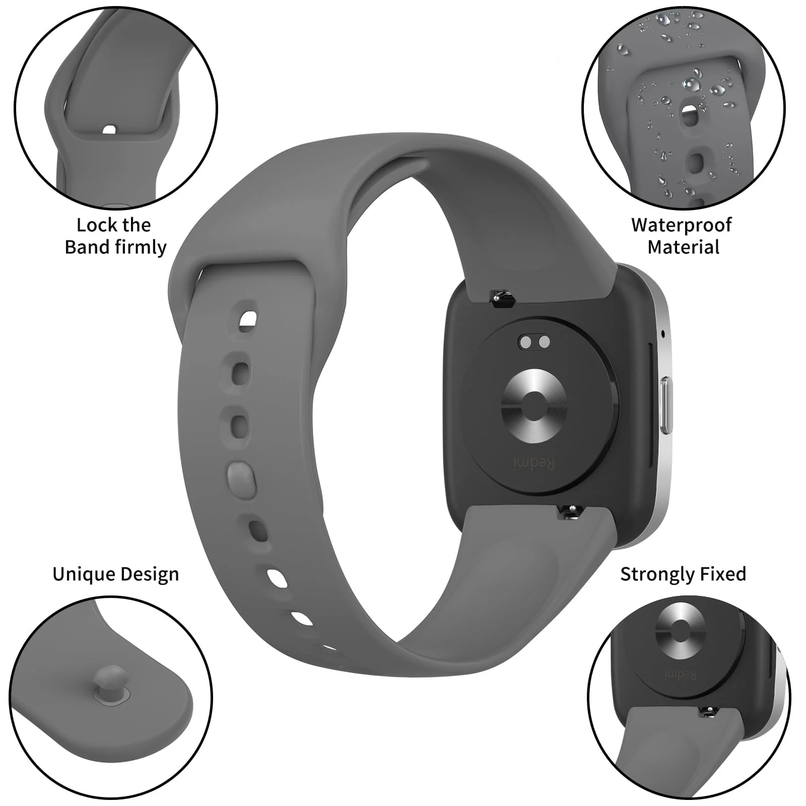 DL3 Mobilak Strap Silicone Compatible With Xiaomi Redmi Watch 3 Active/Redmi Watch 3 Lite, Sport Silicone Watch Band Wrist Strap, Bracelet Wristband Wrist Strap - Space Grey
