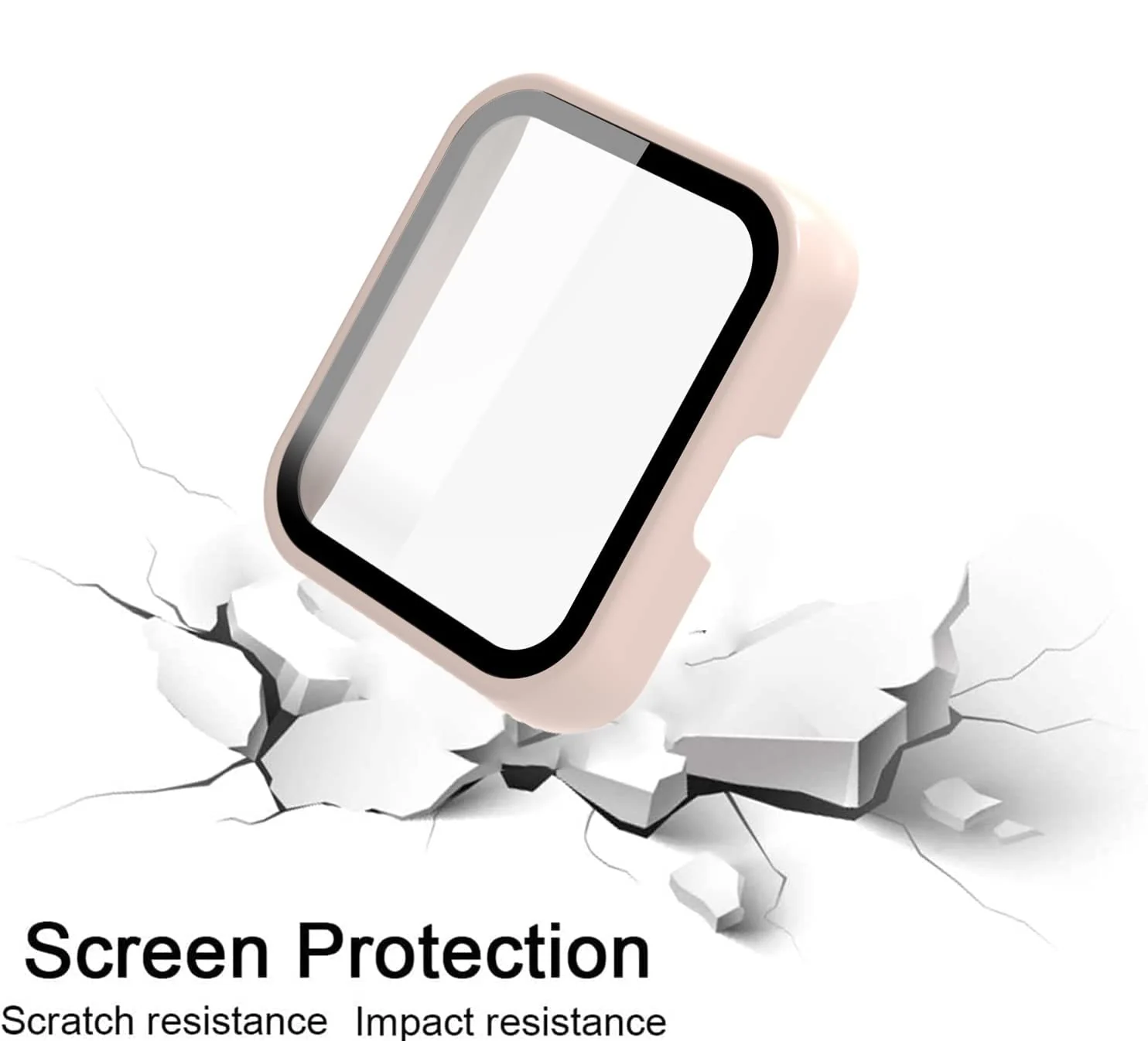 DL3 Mobilak Protective Case Compatible with Xiaomi Mi Redmi Watch 2 Lite, 9H Hardness PC Case Bumper Full Slim Protective Cover with Tempered Glass For Redmi Watch2 Lite - Pink