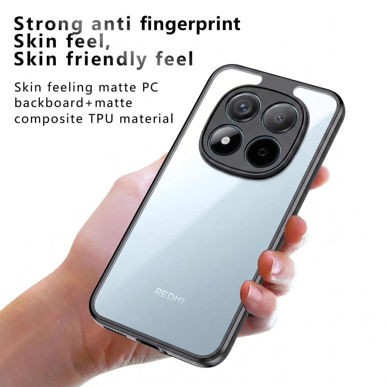DL3 Mobilak Clear PC and TPU Protective Case for Xiaomi Redmi Note 15 Pro 5G, Military-Grade Shockproof Anti-Yellowing, Slim Protective Phone with Camera Protection and Military-Grade Protection - Black