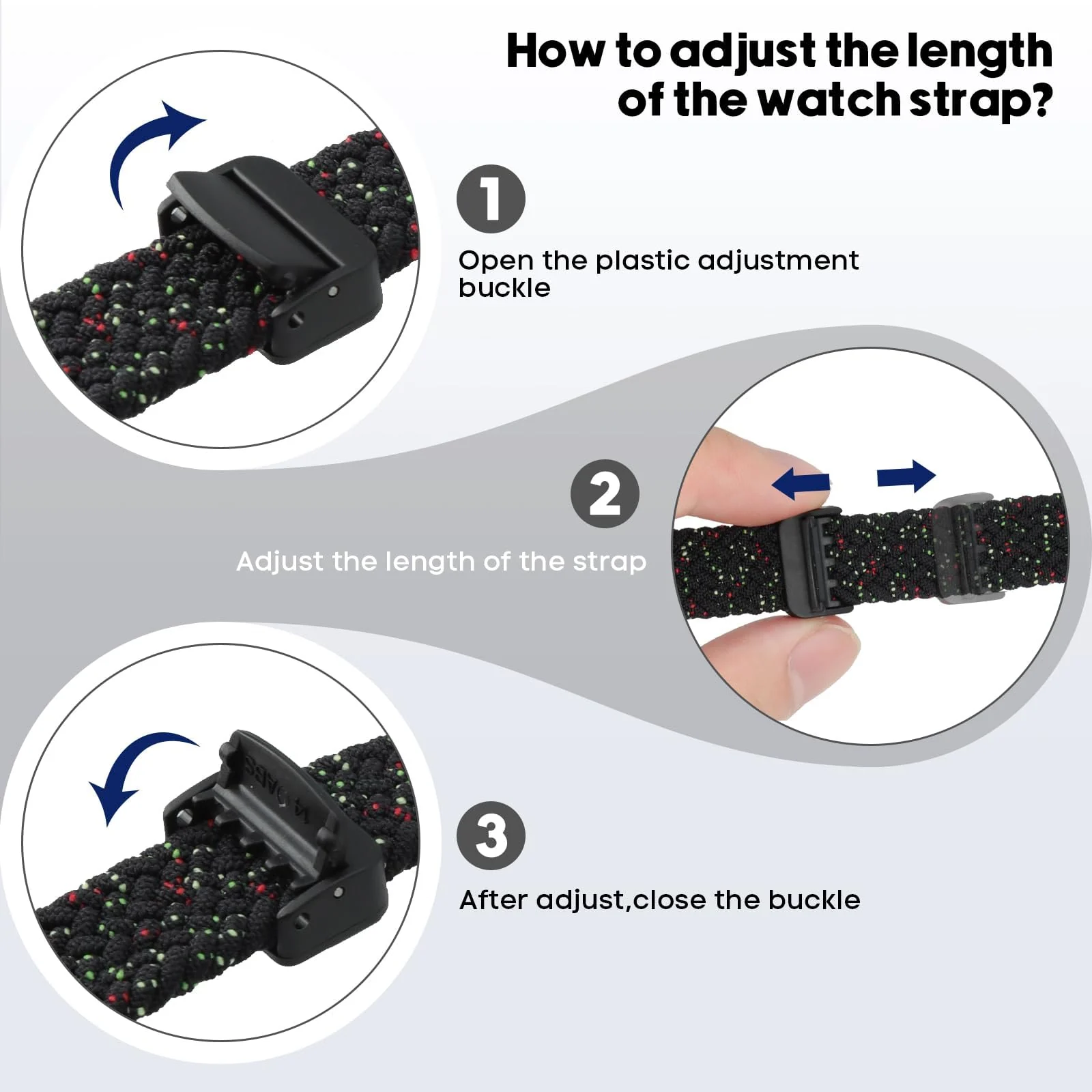 DL3 Mobilak Braided Strap for Xiaomi Mi Band 10/9/8, Men Women Breathable Elastic Nylon with Magnetic Buckle Watch Band for Xiaomi Smart Band 10/Xiaomi Smart Band 9/8 - Star Black