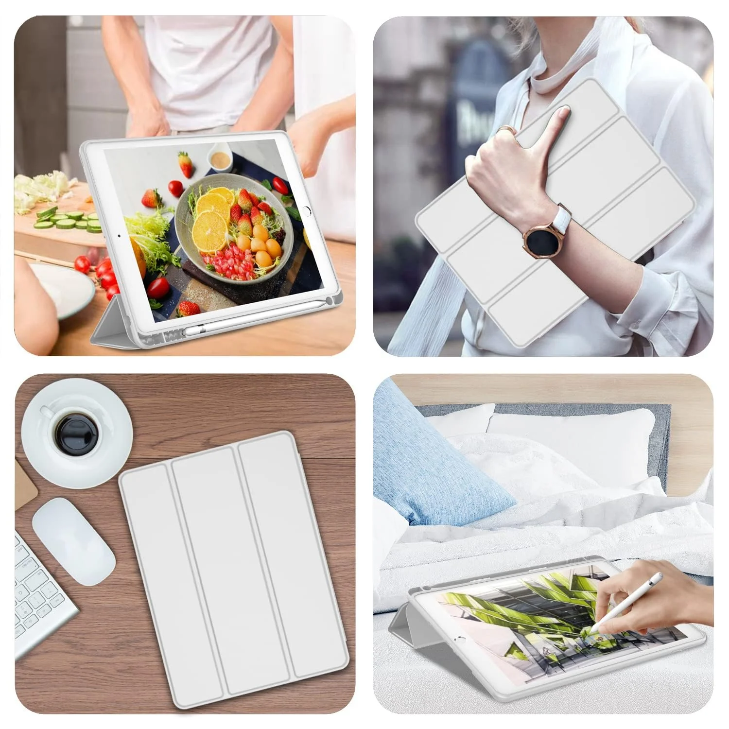 DL3 Mobilak Case For iPad 9.7-inch, (2018/2017), iPad Pro 9.7 Inch 2016, iPad Air 2nd/1st Smart Cover with Pencil Holder and Soft Silicone Back, Full Body Protection, Auto Wake/Sleep - Gray