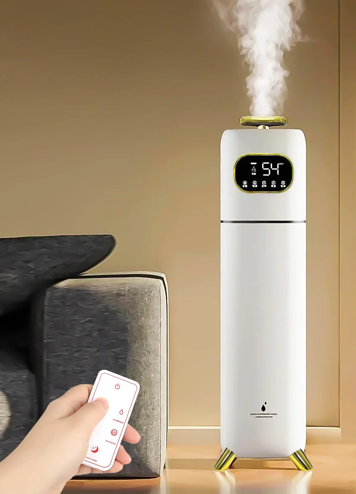 Mobigon Humidifiers for Bedroom Large Room - 8L Air Humidifier with Essential Oil Diffuser, Top Fill Cool Mist for Home Bedroom Baby Nursery Whole House Office Plant - White Gold