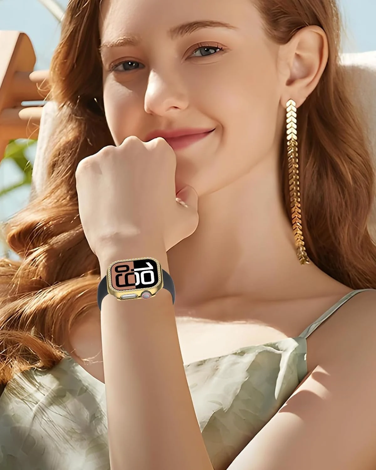 DL3 MOBILAK Bling Hard PC Watch Bumper Case for Apple Watch Series 4 and 5 and 6 and SE 40MM - Gold