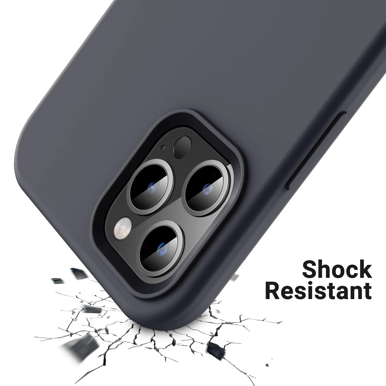 DL3 Mobilak Liquid Silicone Case for iPhone 12 Pro Max (6.7 Inch), Shock-absorbing protection, Scratch-resistant surface, Soft microfiber lining - Dark Gray