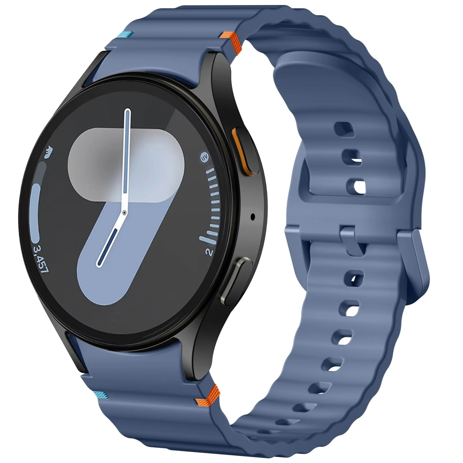 DL3 Mobilak No Gap Sport Bands For Samsung Galaxy Watch 7 6 5 4 FE Strap 40mm 44mm, Soft Silicone Sport Band for Galaxy Watch 6 Classic Straps 47mm 43mm/Galaxy Watch 5 Pro/Watch 4 Classic 42mm 46mm for Men Women - Blue Grey