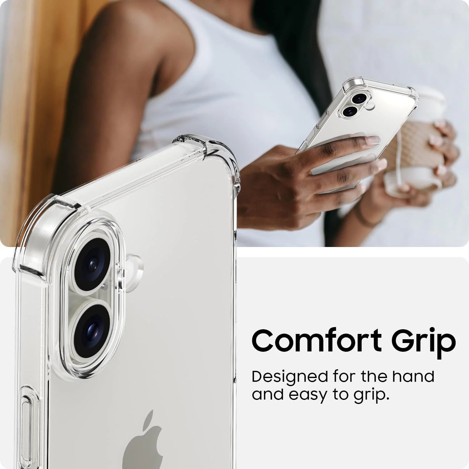 DL3 Mobilak Clear TPU Case for iPhone 16 Puls, Camera protection, Shock-absorbing protection, Non-slip grip - Clear
