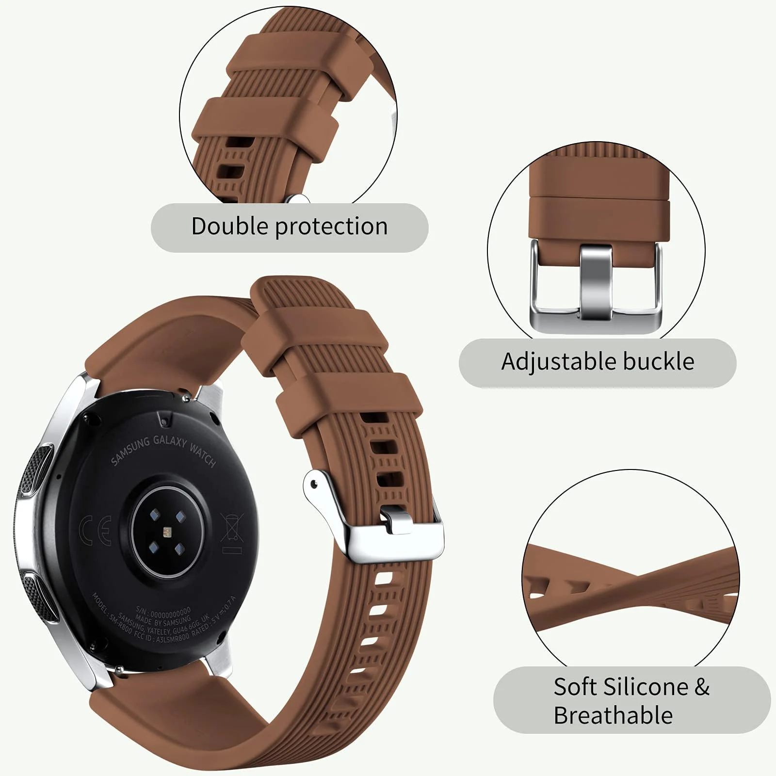 DL3 Mobilak Silicone Bands 22MM Strap Compatible with Samsung galaxy watch3 45mm/galaxy 46mm/Gear S3/Huawei watch GT3 46MM/GT2E/GT2 Pro/GT GT2 46MM/Honor Magic Watch2 46mm/Compatible (A. ) - A.Brown