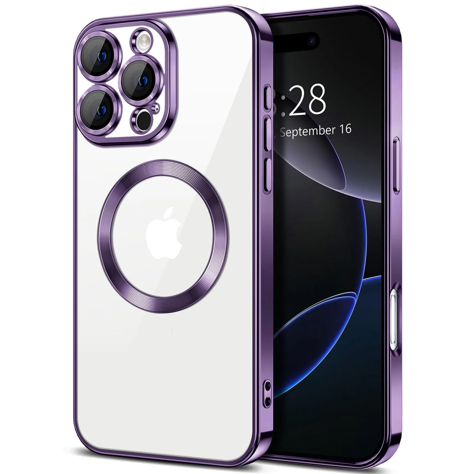 DL3 Mobilak Plated-Edge TPU Protective Case with Camera Protection for iPhone 16 Pro - Deep Purple