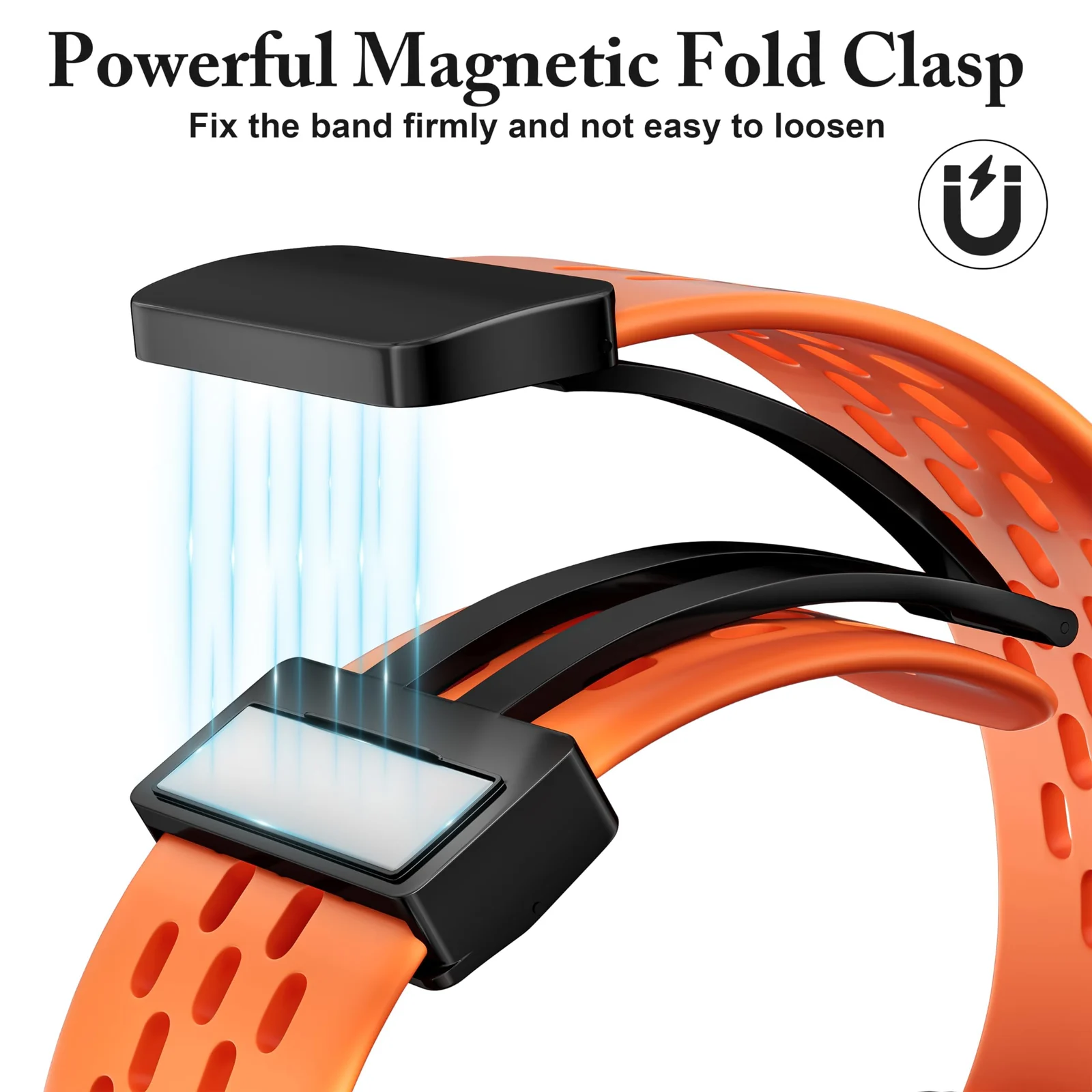 DL3 Mobilak Silicone Strap Compatible with Huawei Watch Fit 3/Fit 4/Fit 4 Pro Magnetic Metal Buckle Sport Silicone Breathable Strap for Men Women Band Quick Release Soft Replacment Wristband - Orange