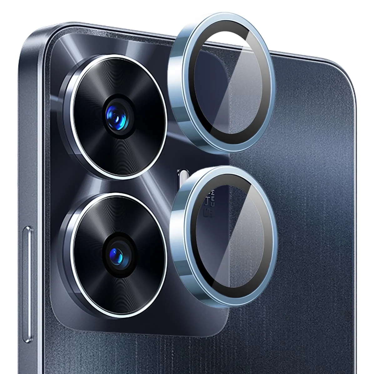 DL3 Mobilak Camera Lens Protector for realme C55 / Narzo N55 Accessories, 9H Tempered Glass Metal Individual Ring Camera Cover Screen Protector, Case Friendly, Anti Scratch - Blue