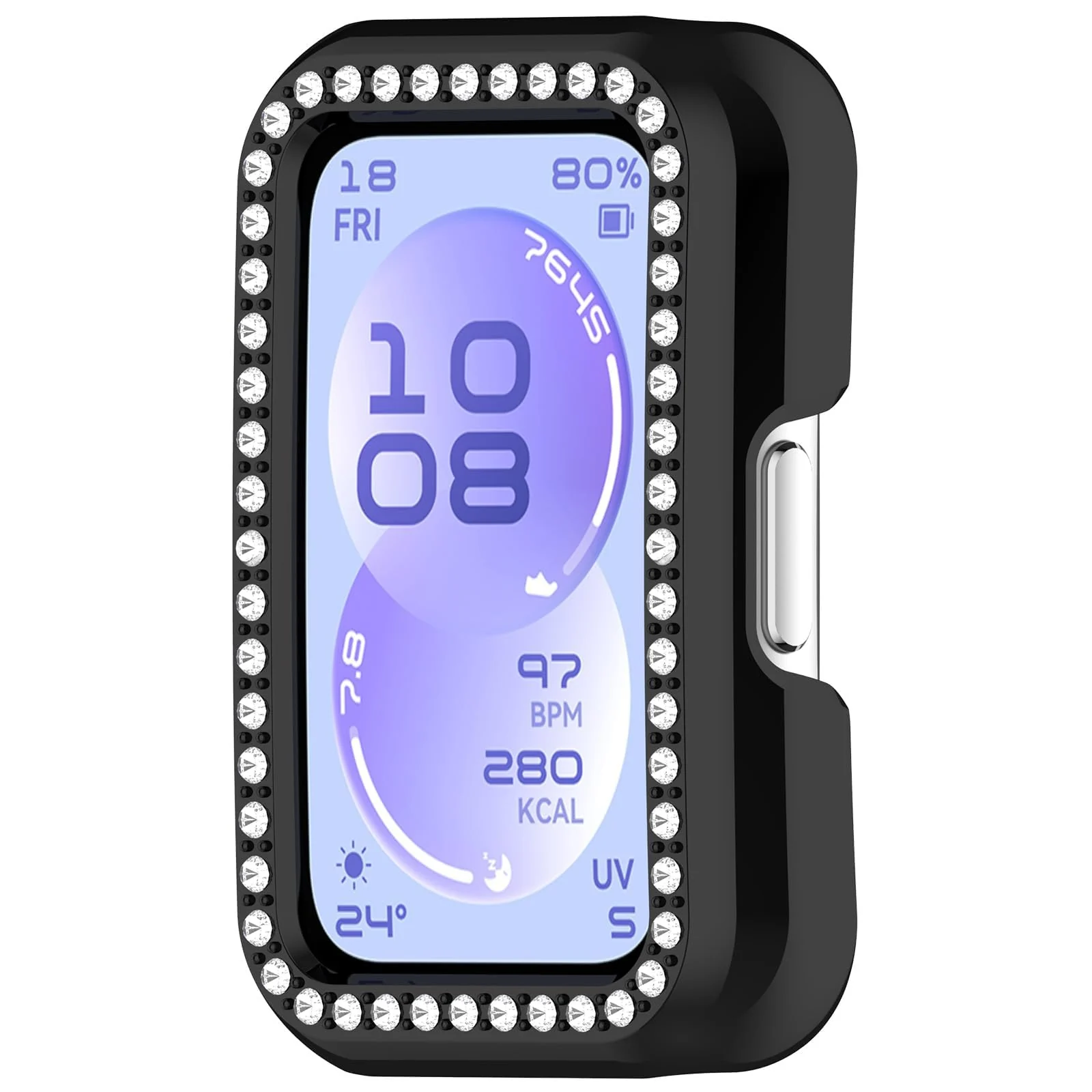 MOBIGON Crystal Bling PC Frame Case for Huawei Band 11, Black