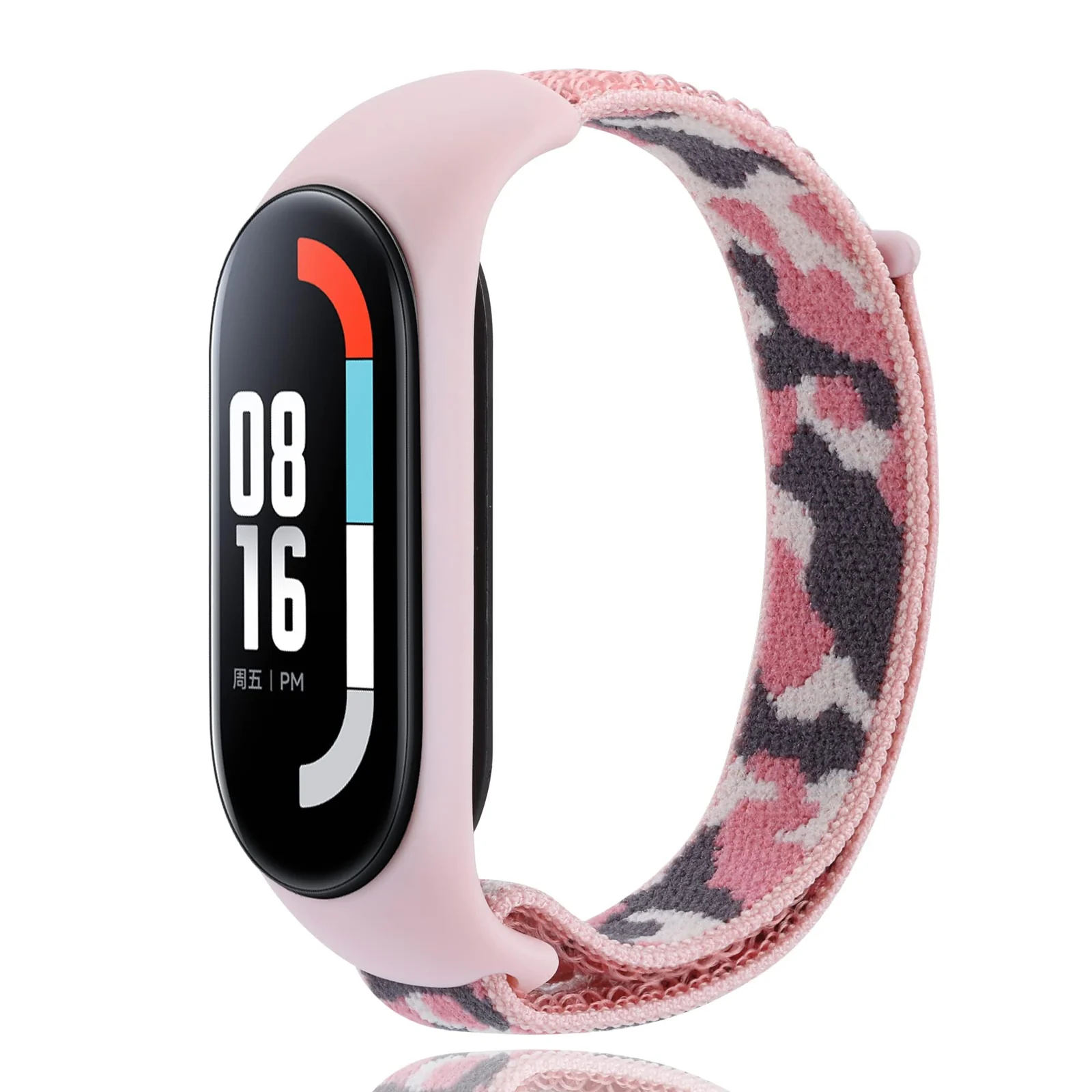 DL3 Mobilak Nylon Band for Xiaomi Mi Band 7/Mi Band 6/Mi Band 5/Mi Band 4/Mi Band 3, Bracelet Nylon Watch Strap Adjustable Sport Replacement Strap for Men Women - Camouflage Pink