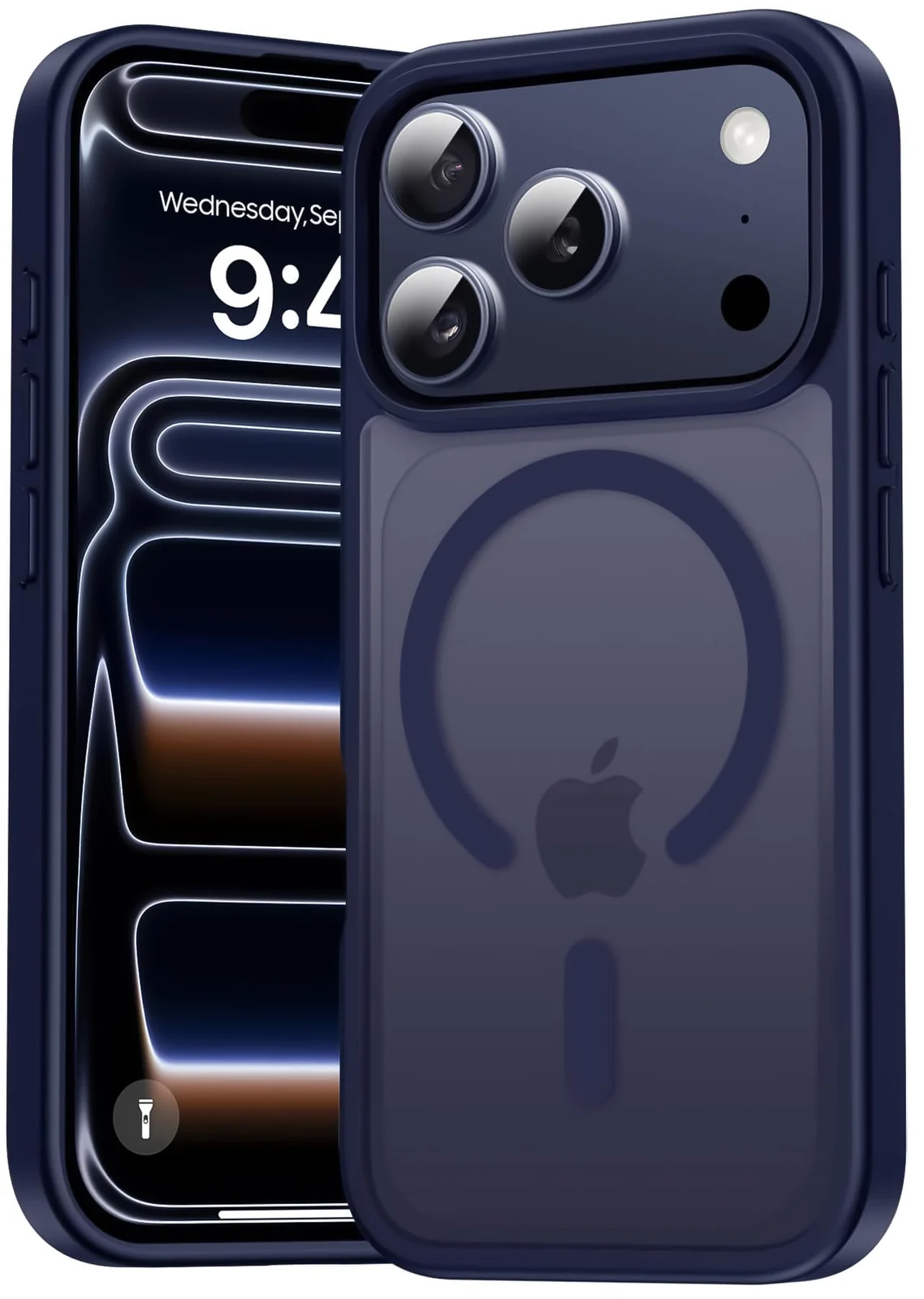 DL3 Mobilak Translucent Matte Case for iPhone 17 Pro Max, Compatible with MagSafe accessories, Supports wireless charging, Built-in magnetic car-mount support - Dark Blue