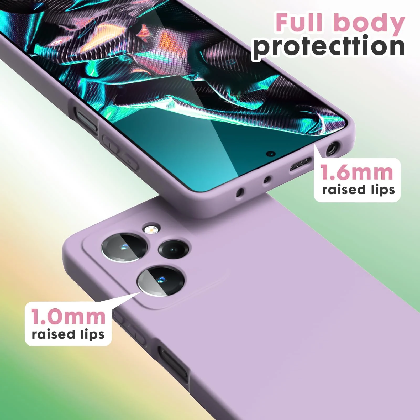 DL3 Mobilak Soft Silicone Protective Case for POCO X5 Pro 5G with Microfiber Lining and Shockproof Design - Lavender