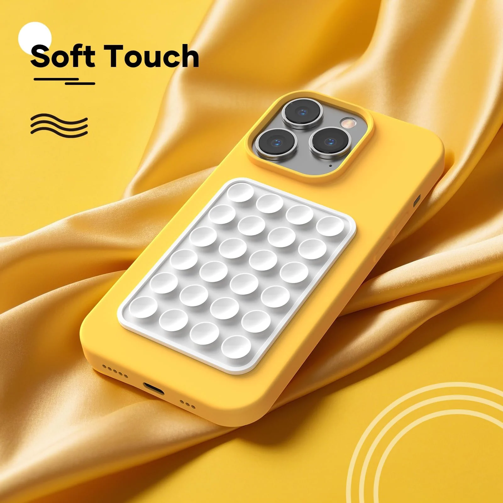 DL3 MOBILAK Silicone Suction Phone Case Mount, Sillicon Adhesive Phone Accessory for iPhone and Android, Hands-Free Fidget Toy Mirror Shower Phone Strong Grip Holder, Videos and Selfies - White