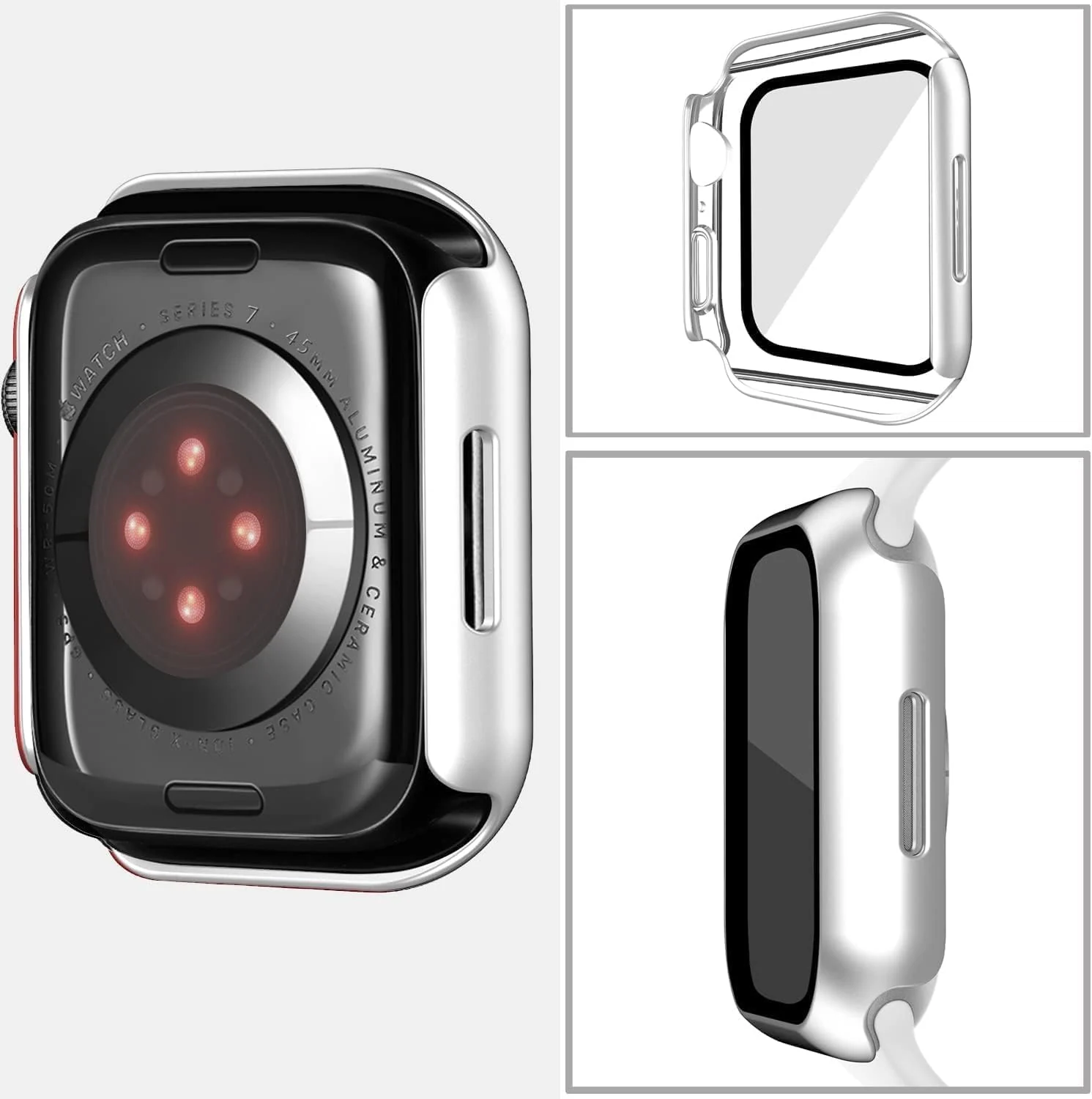 DL3 Mobilak Hard Case Designed for Apple Watch SE 6 5 4 40mm, Built-in 9H [HD Clear] Tempered Glass Screen Protector, [Full Protection] Slim Cover for iWatchSE 6 5 4 40mm - Silver