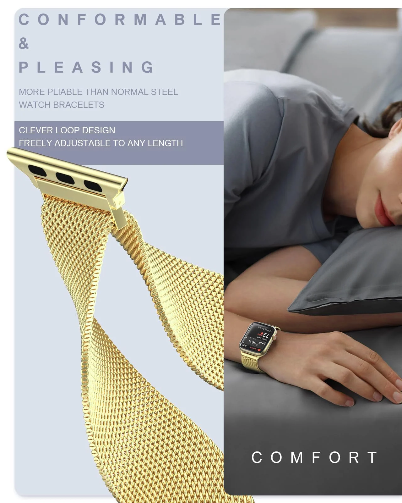 DL3 MOBILAK Milanese Magnetic Stainless-Steel Watch Strap for 49MM - A-Gold