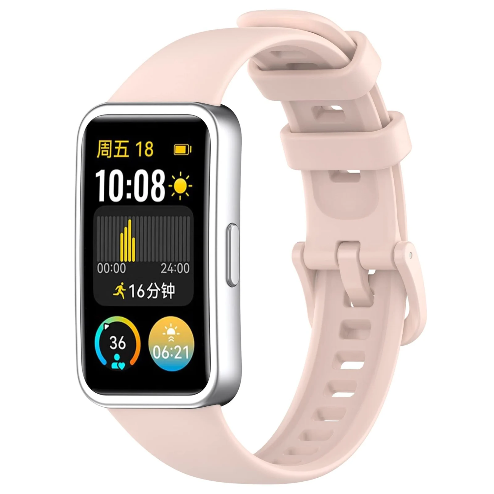 Dl3 Mobilak Silicone Bracelet for Huawei Band 9/8, Soft Sport Replacement Strap, Adjustable Waterproof for Women/Men (Pink)