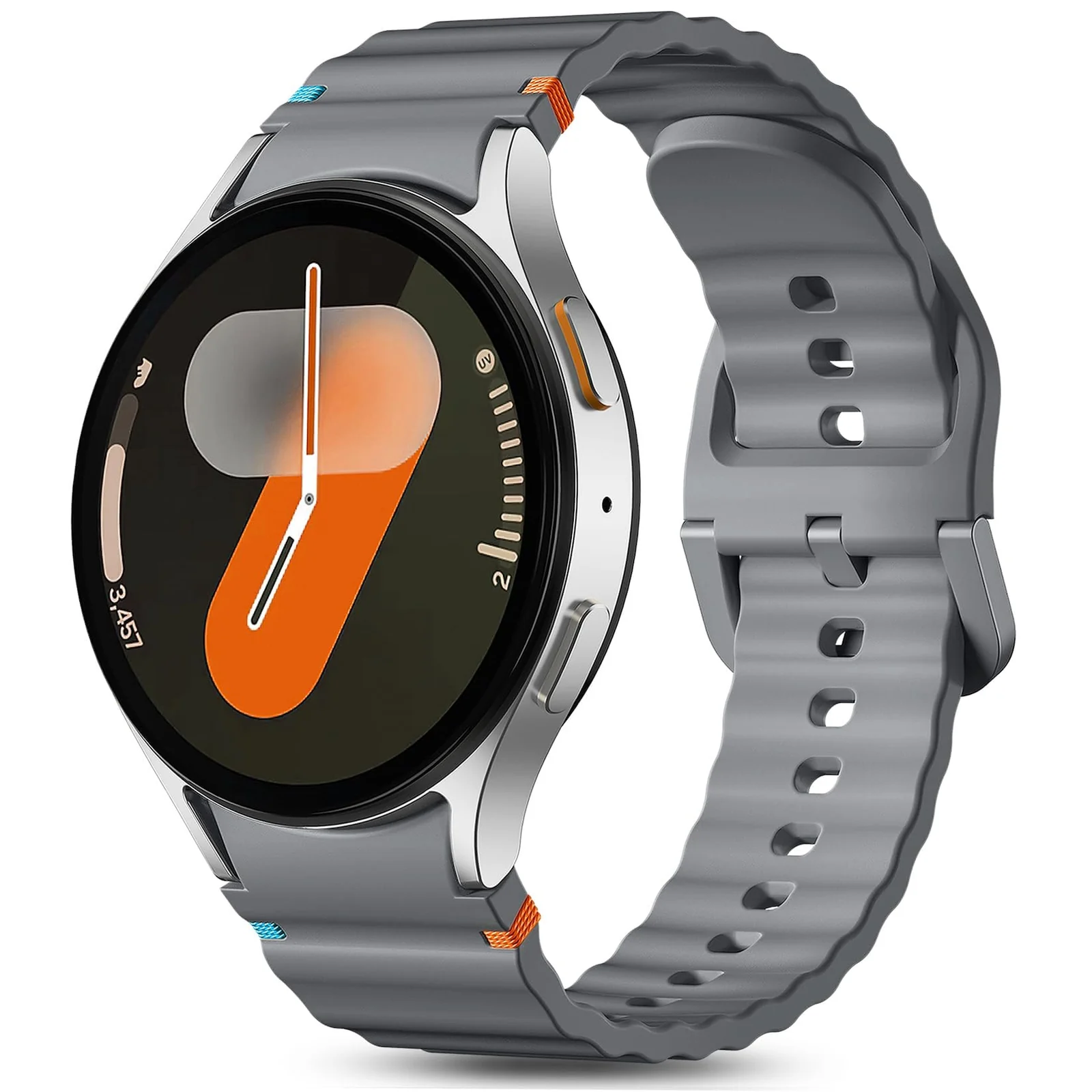 DL3 Mobilak No Gap Sport Bands For Samsung Galaxy Watch 7 6 5 4 FE Strap 40mm 44mm, Soft Silicone Sport Band for Galaxy Watch 6 Classic Straps 47mm 43mm/Galaxy Watch 5 Pro/Watch 4 Classic 42mm 46mm for Men Women - Gray