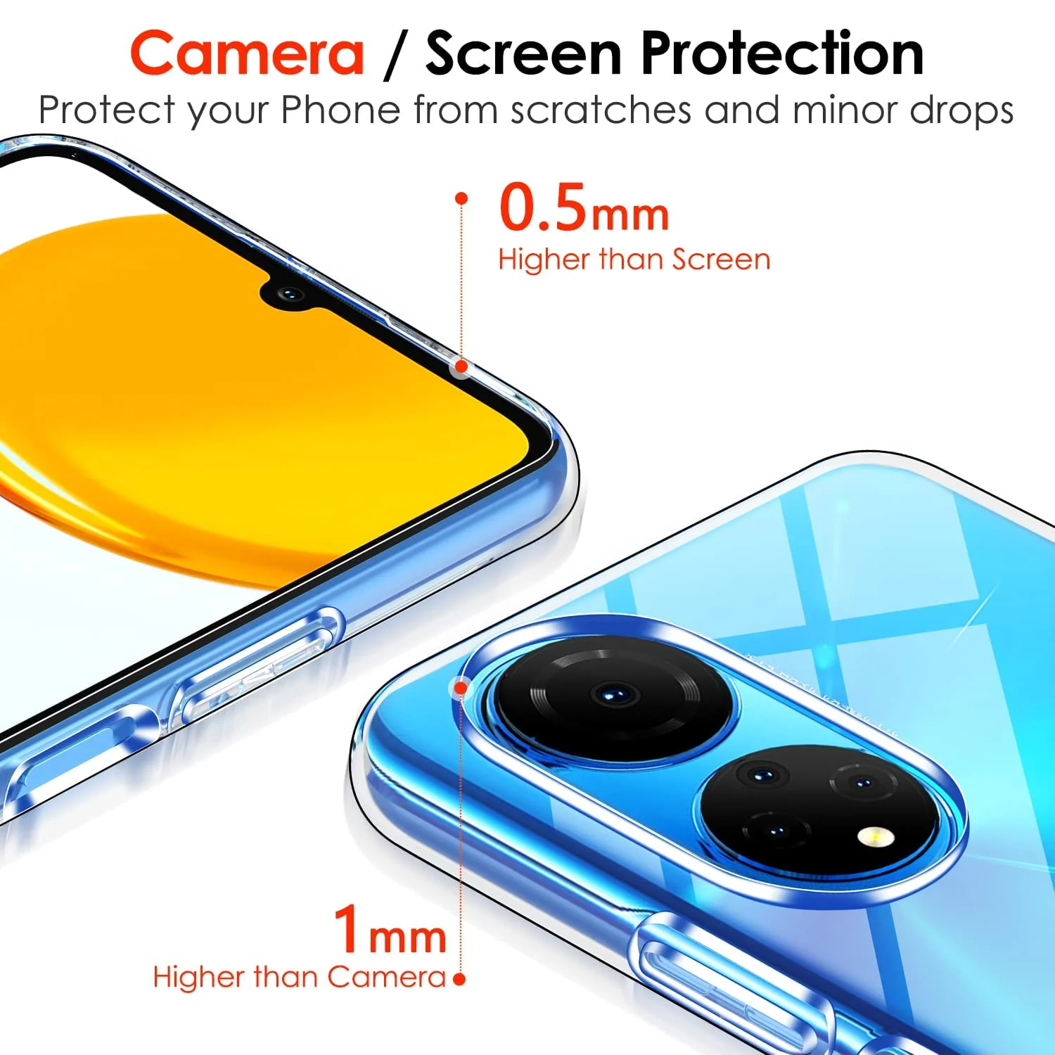 DL3 Mobilak Case Compatible with Honor X7 / Honor Play 30 Plus Case Crystal Soft TPU Gel Case Flexible Silicone Anti-Scratch Camera Protection TPU Cover - Clear